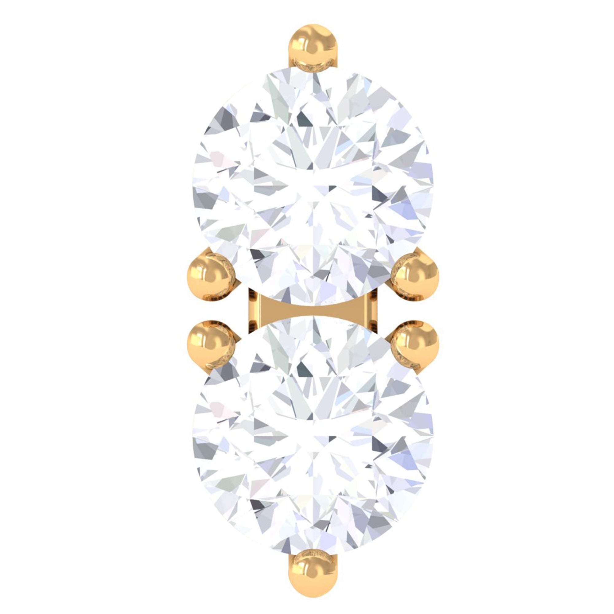 Natural Diamond 2 Stone Earring for Tragus Piercing Lab - ( EF-VS ) - Rosec Jewels