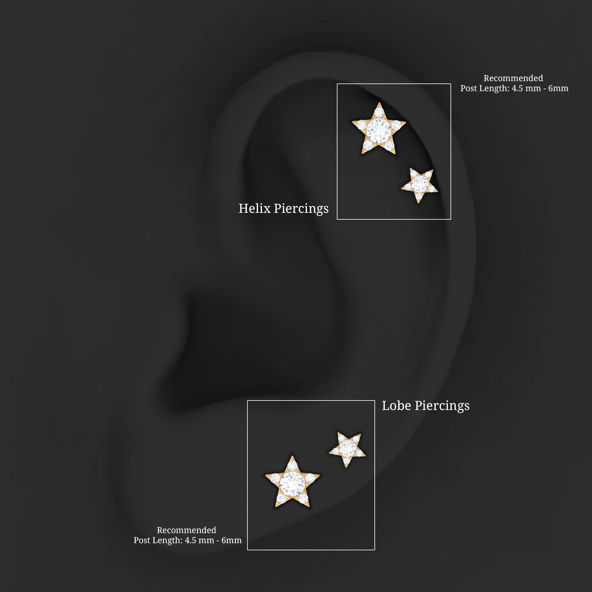 Minimalist Diamond Star Earring for Tragus Piercing Lab - ( EF-VS ) - Rosec Jewels