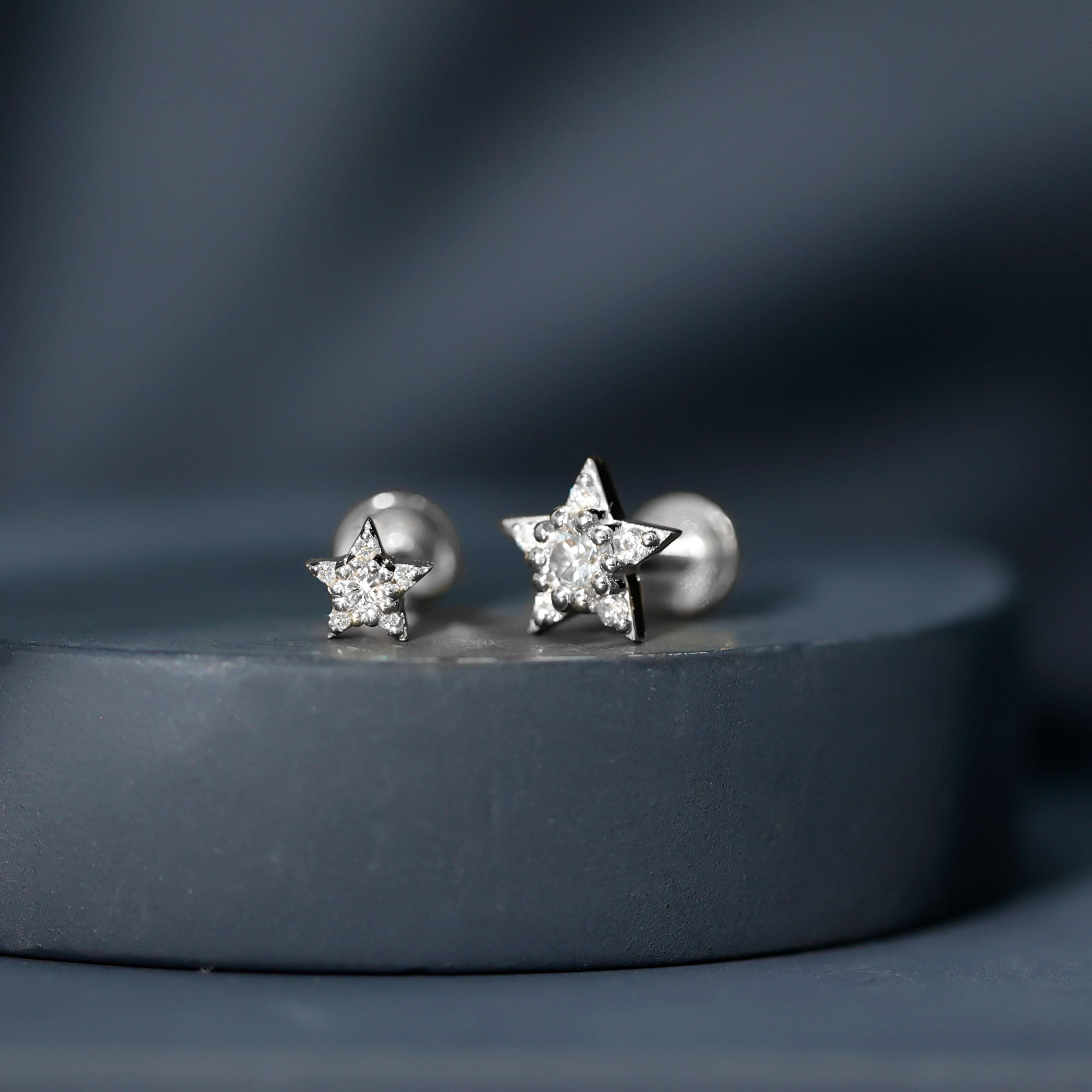 Minimalist Diamond Star Earring for Tragus Piercing Lab - ( EF-VS ) - Rosec Jewels