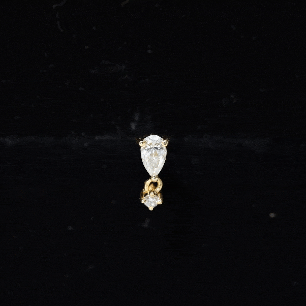Pear Diamond Drop Earring for Helix Piercing Lab - ( EF-VS ) - Rosec Jewels