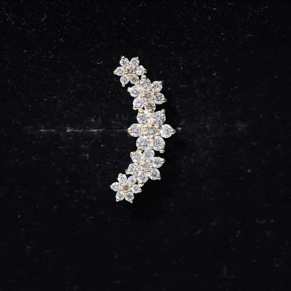 Diamond Flower Ear Crawler Earring Lab - ( EF-VS ) - Rosec Jewels