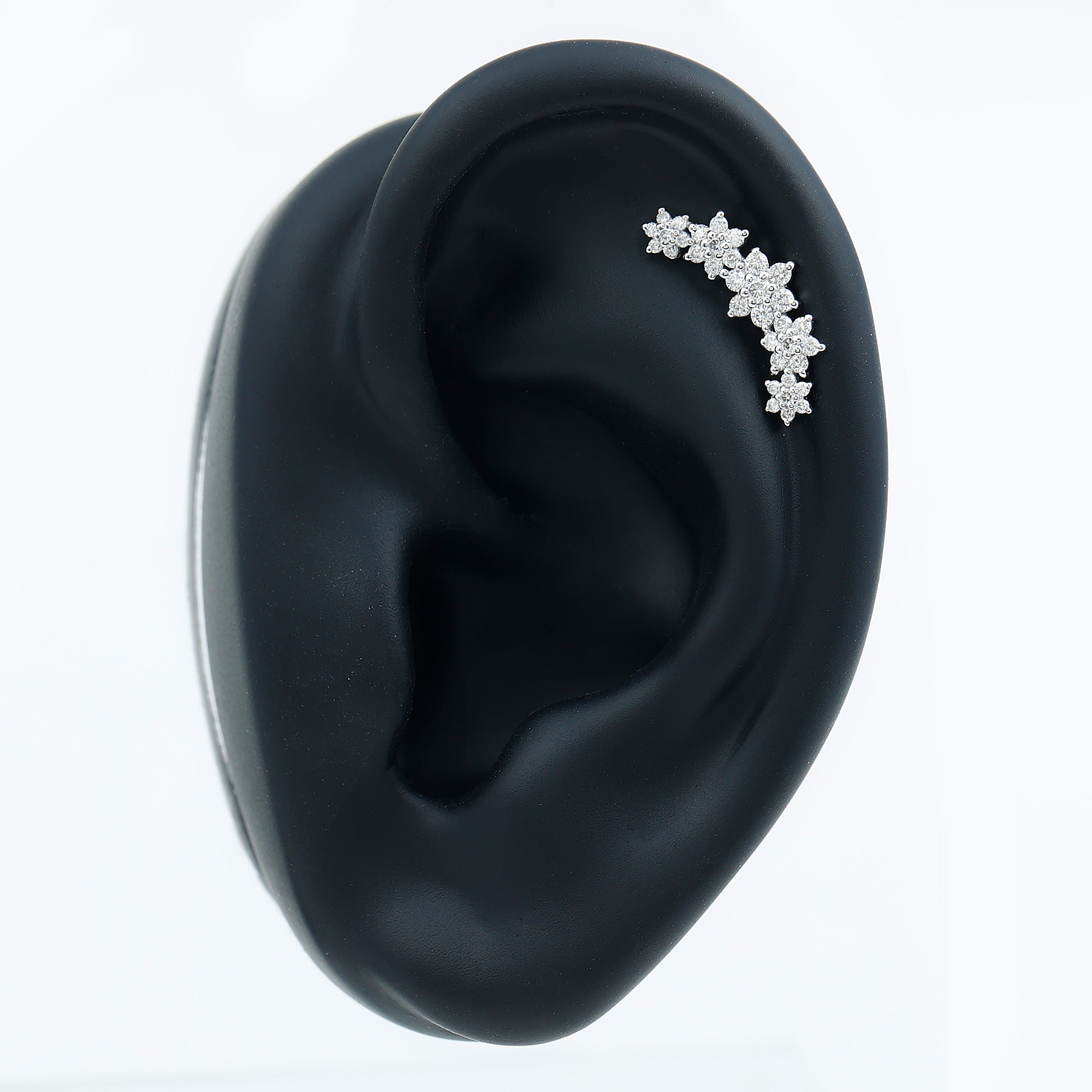 Diamond Flower Ear Crawler Earring Lab - ( EF-VS ) - Rosec Jewels