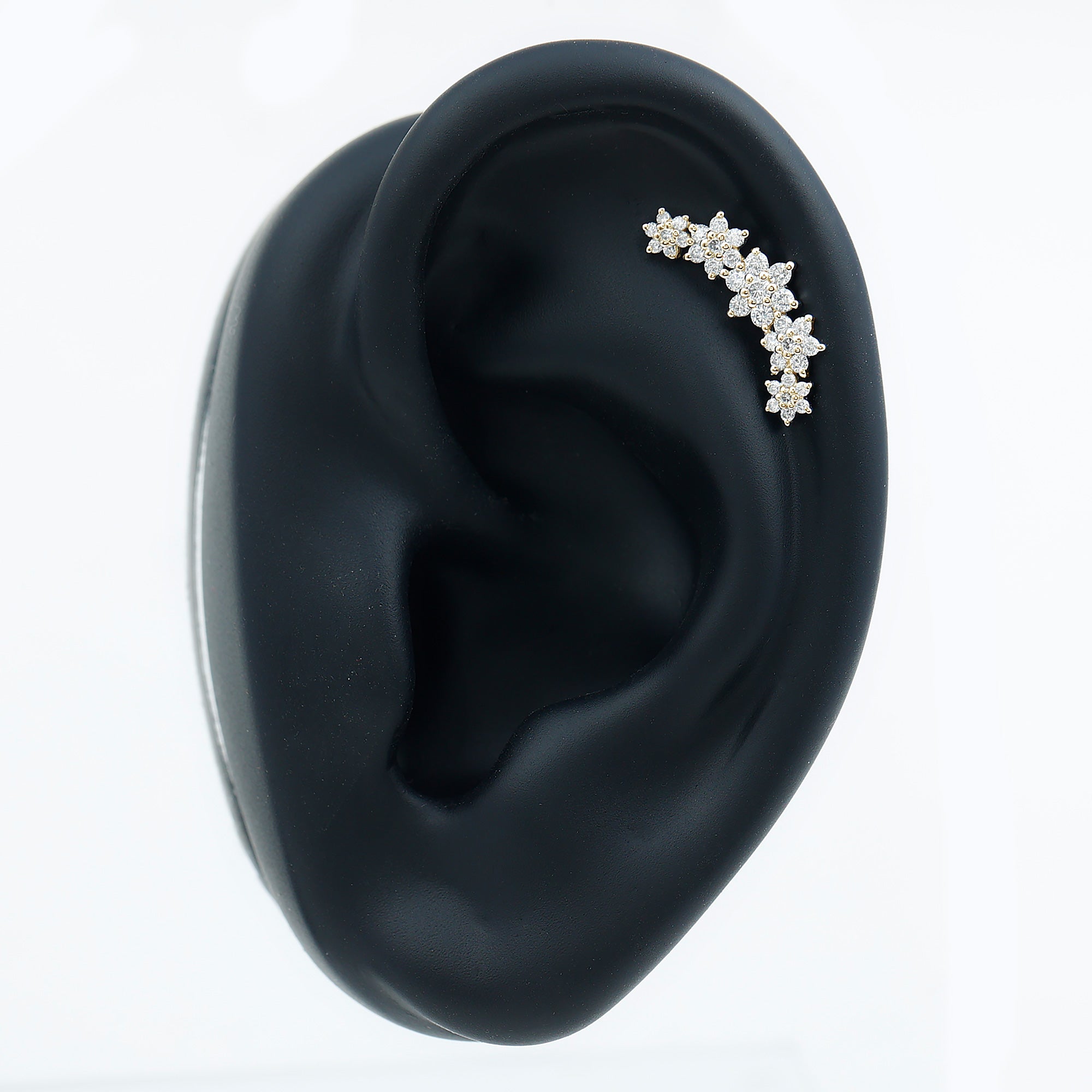 Diamond Flower Ear Crawler Earring Lab - ( EF-VS ) - Rosec Jewels