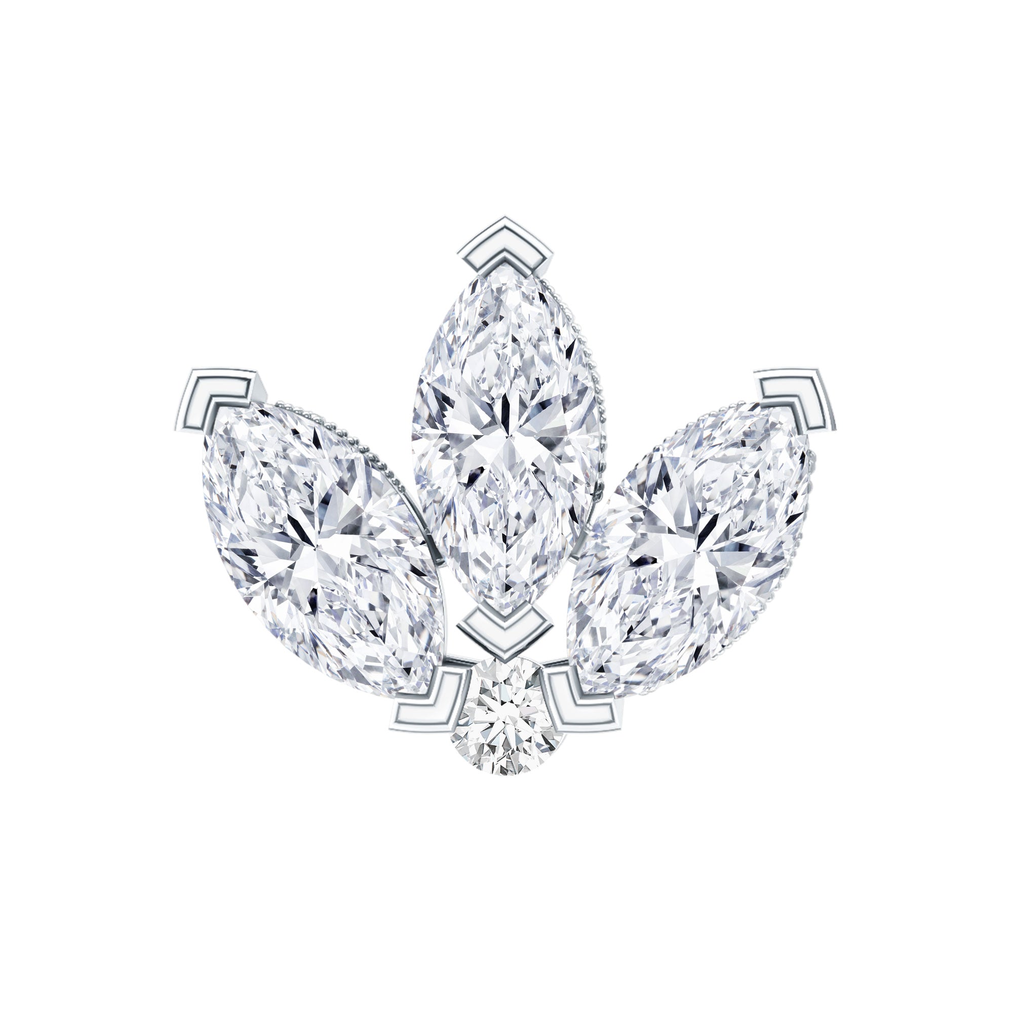 Marquise Diamond Lotus Flower Earring for Helix Piercing Lab - ( EF-VS ) - Rosec Jewels