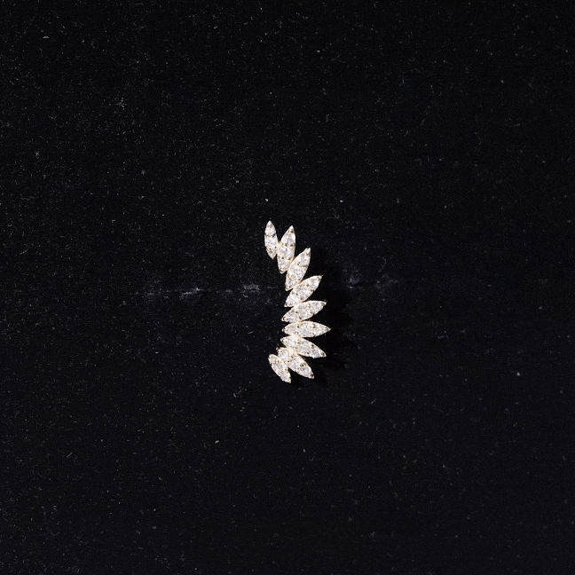 Diamond Wing Crawler Earring for Helix Piercing Lab - ( EF-VS ) - Rosec Jewels