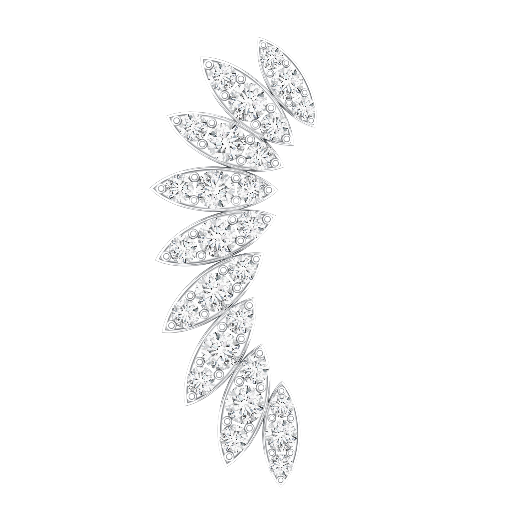 Diamond Wing Crawler Earring for Helix Piercing Lab - ( EF-VS ) - Rosec Jewels