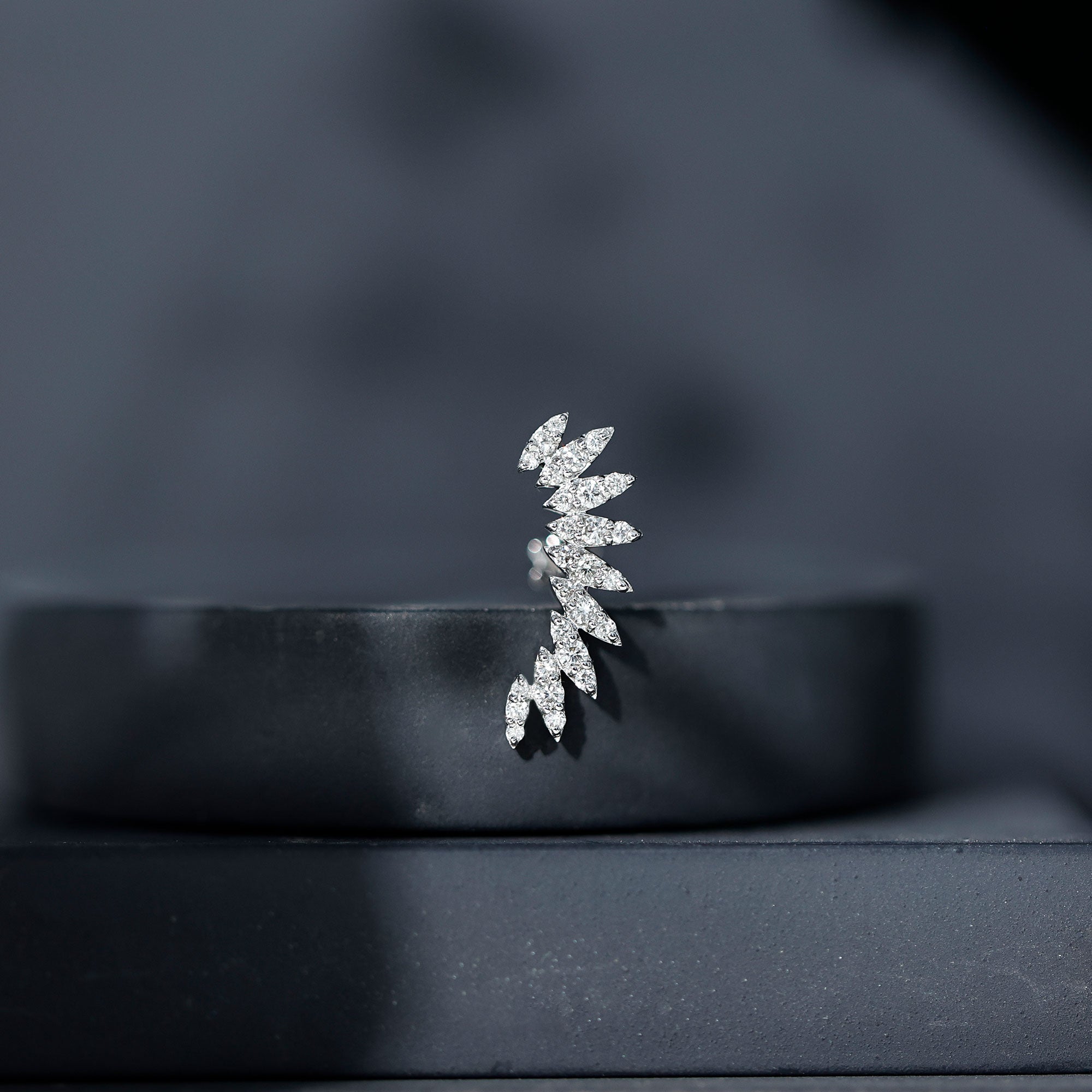 Diamond Wing Crawler Earring for Helix Piercing Lab - ( EF-VS ) - Rosec Jewels