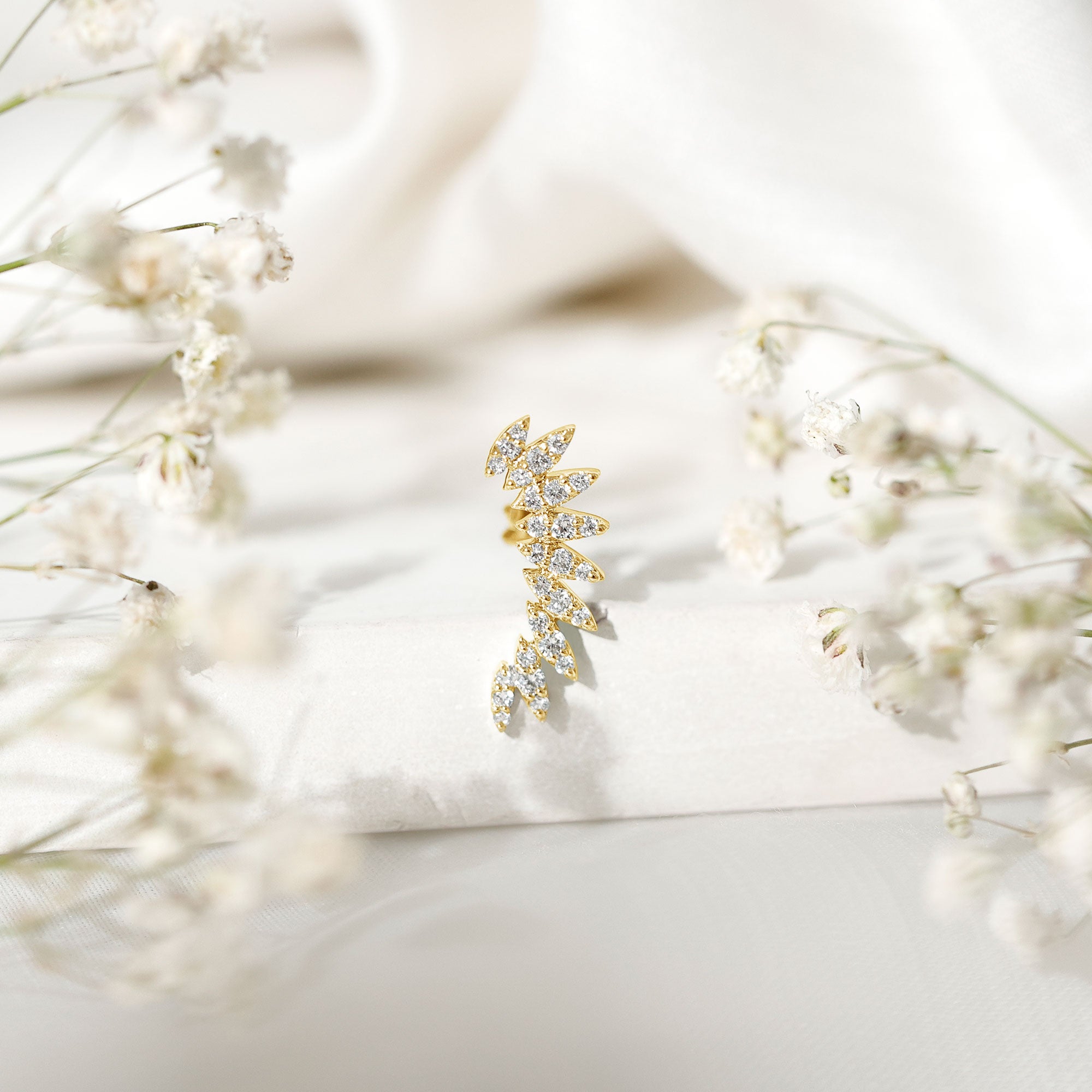 Diamond Wing Crawler Earring for Helix Piercing Lab - ( EF-VS ) - Rosec Jewels