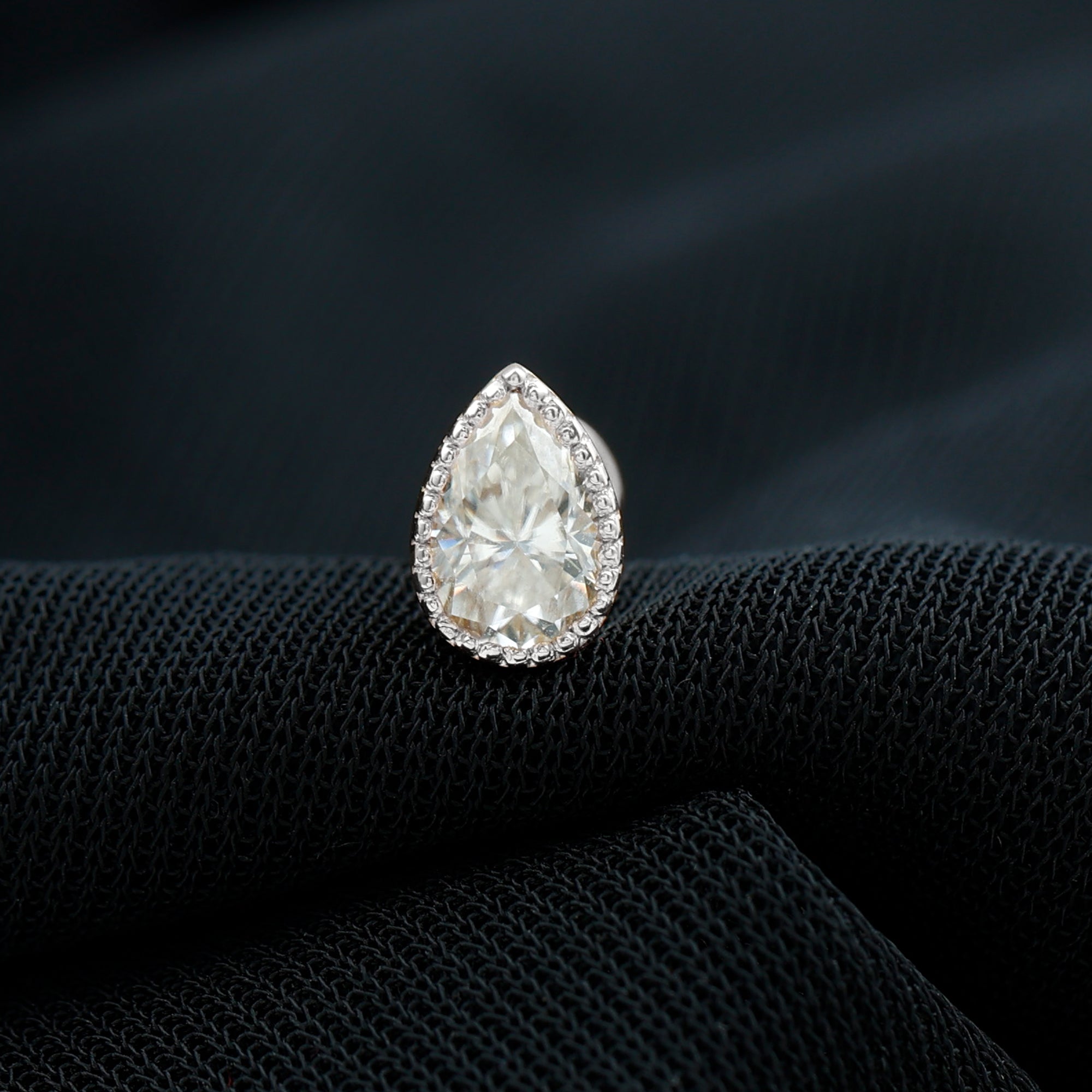 Solitaire Diamond Teardrop Stud Earring for Helix Piercing Lab - ( EF-VS ) - Rosec Jewels