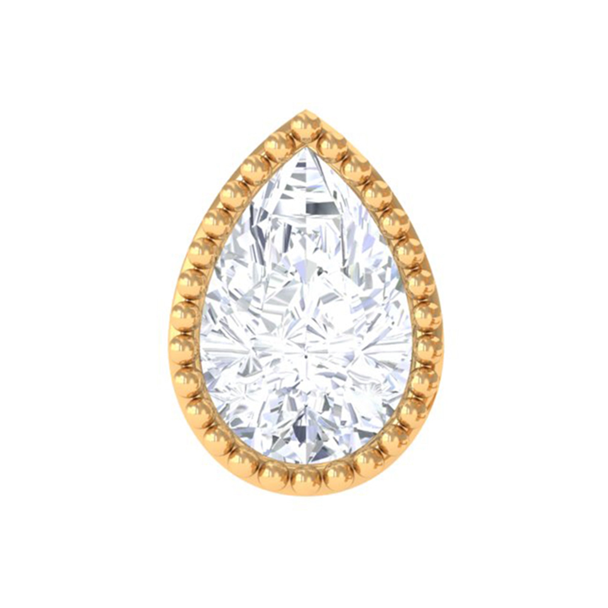Solitaire Diamond Teardrop Stud Earring for Helix Piercing Lab - ( EF-VS ) - Rosec Jewels