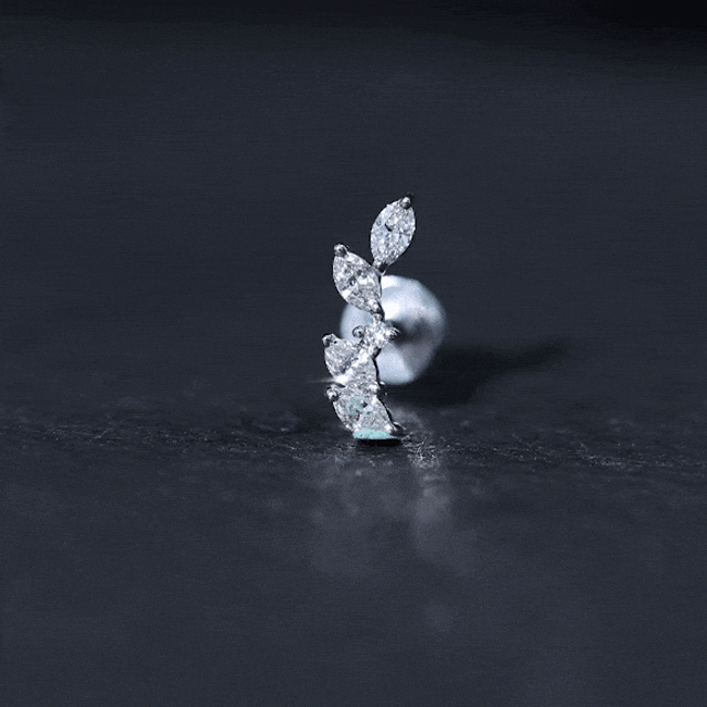 Marquise Shape Diamond Leaf Crawler Helix Earring Lab - ( EF-VS ) - Rosec Jewels