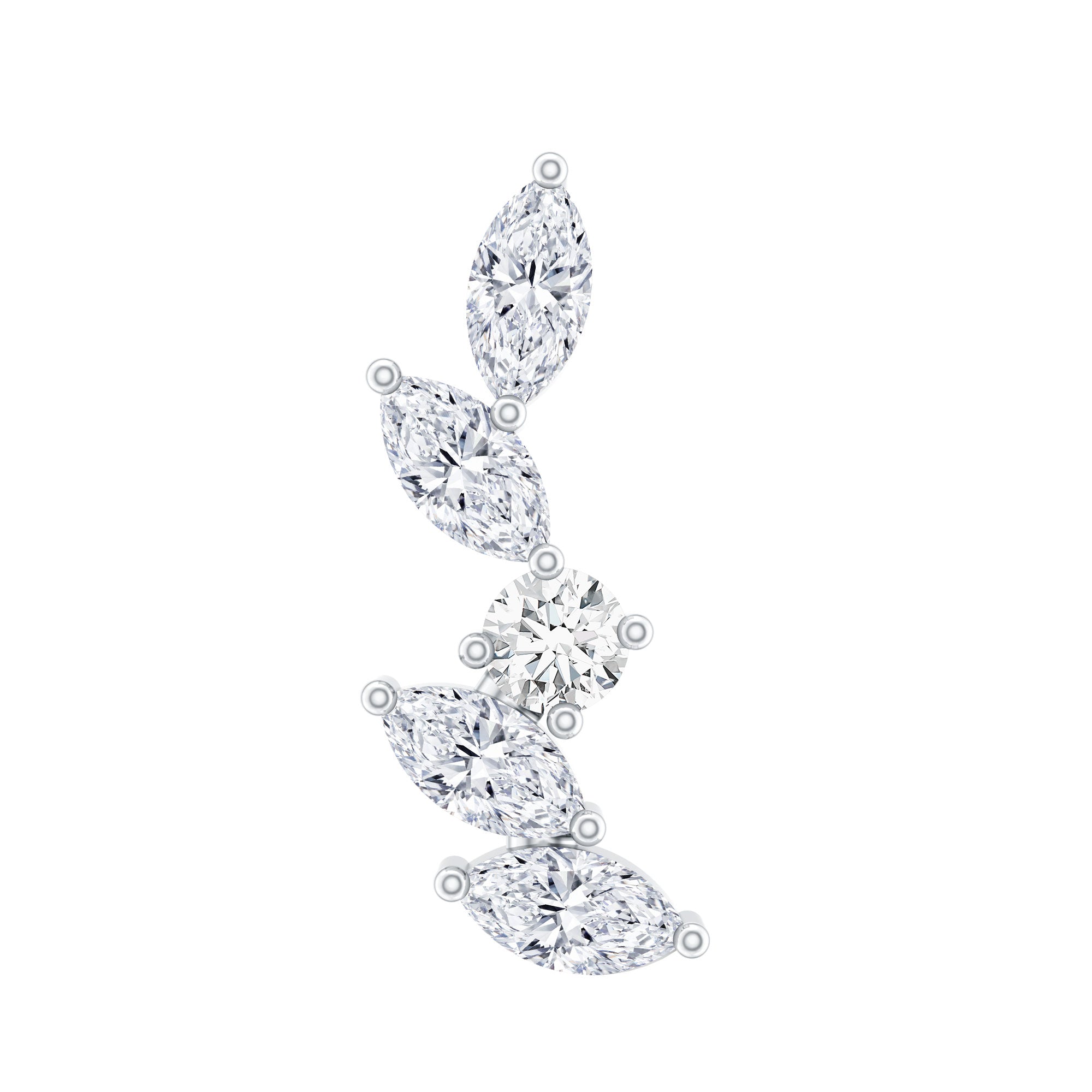 Marquise Shape Diamond Leaf Crawler Helix Earring Lab - ( EF-VS ) - Rosec Jewels