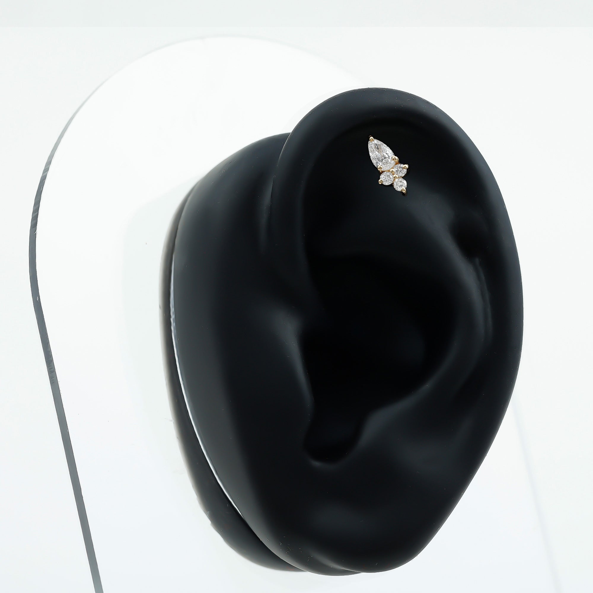 Pear and Round Diamond Earring for Helix Piercing Lab - ( EF-VS ) - Rosec Jewels