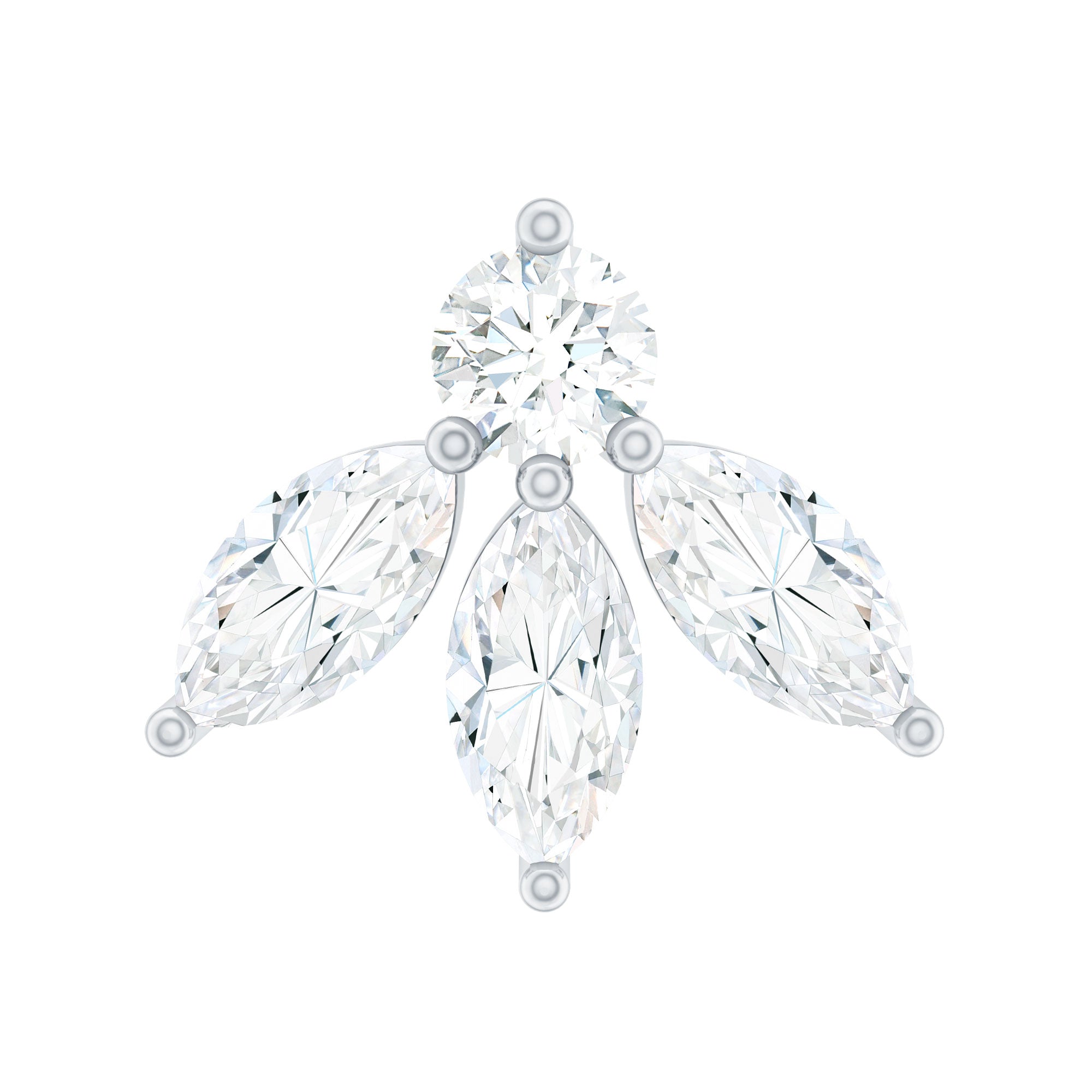 Marquise Shape Diamond Leaf Earring for Helix Piercing Lab - ( EF-VS ) - Rosec Jewels