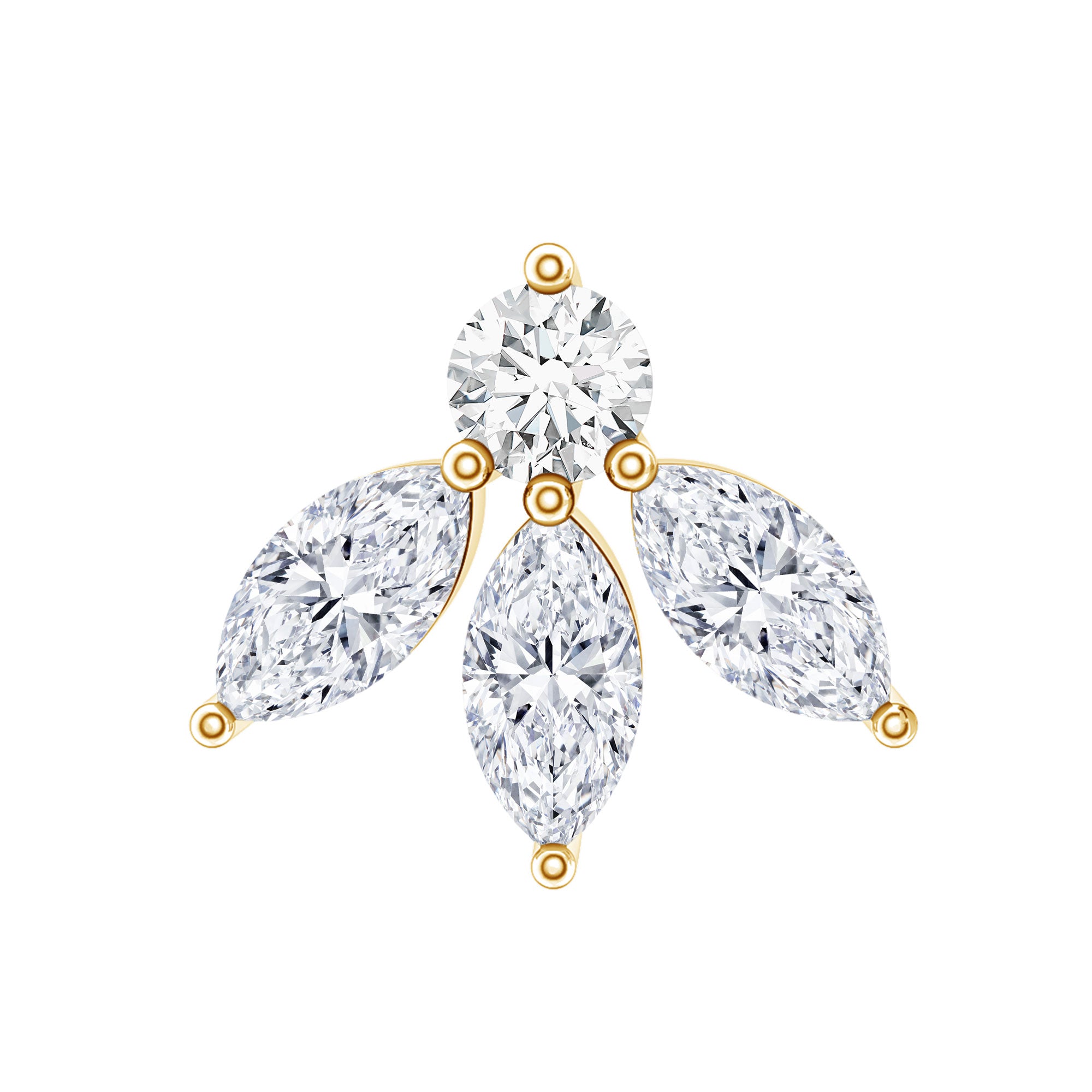 Marquise Shape Diamond Leaf Earring for Helix Piercing Lab - ( EF-VS ) - Rosec Jewels