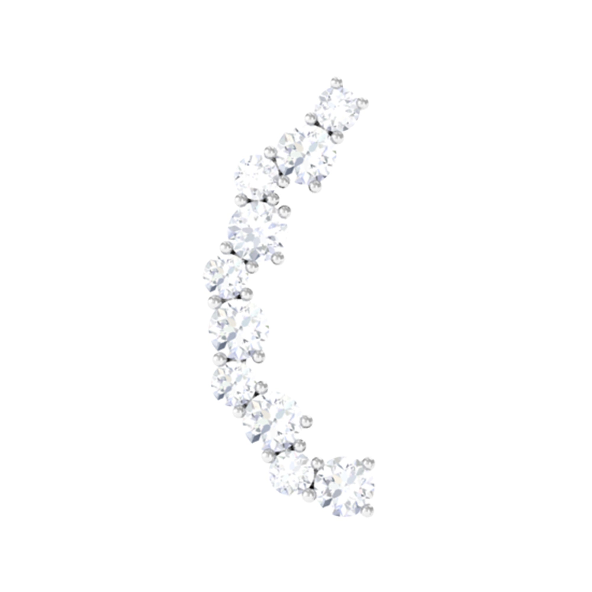 Round Cut Moissanite Ear Crawler Earring for Helix Piercing D-VS1 - Rosec Jewels