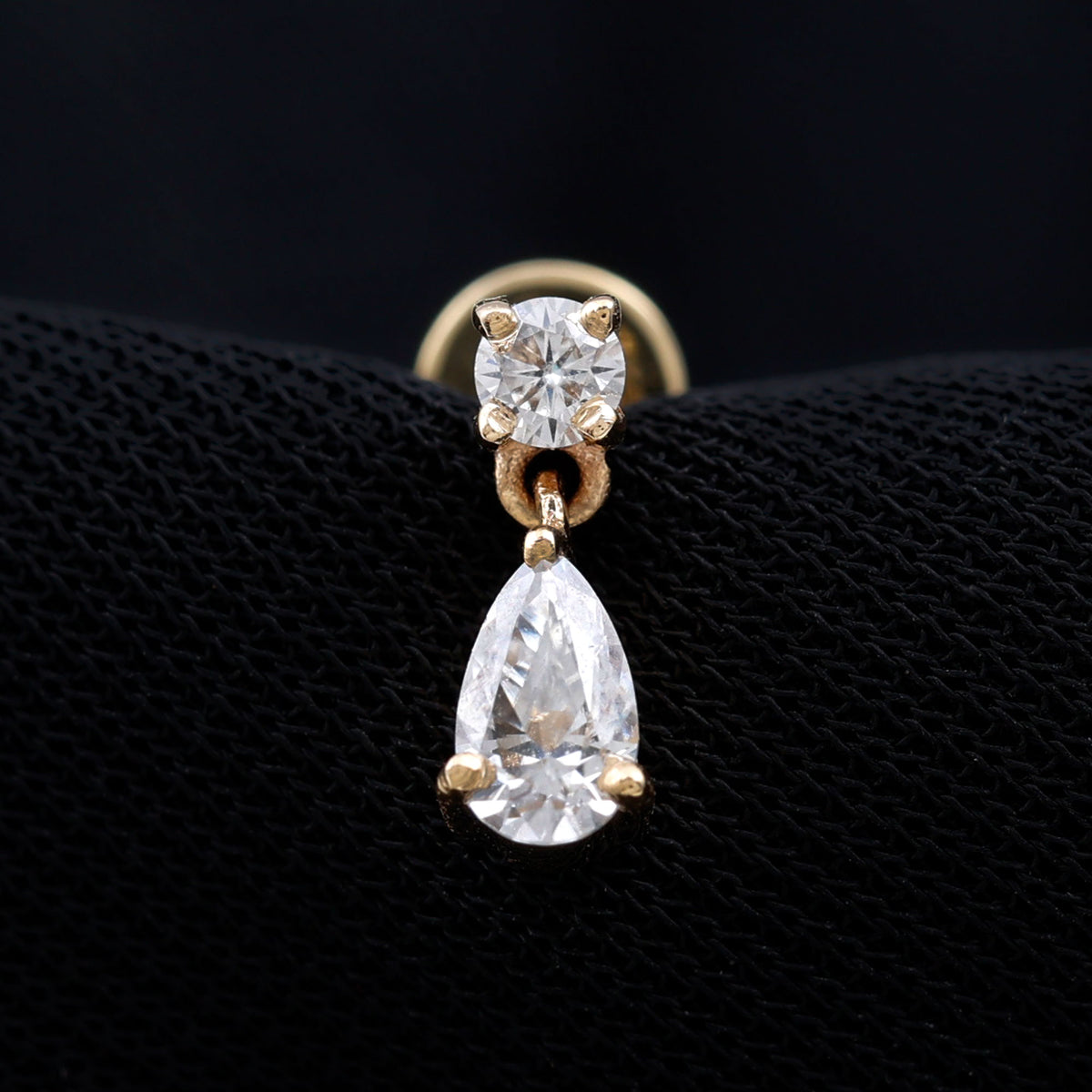 Moissanite Teardrop Earring for Helix Piercing D-VS1 - Rosec Jewels
