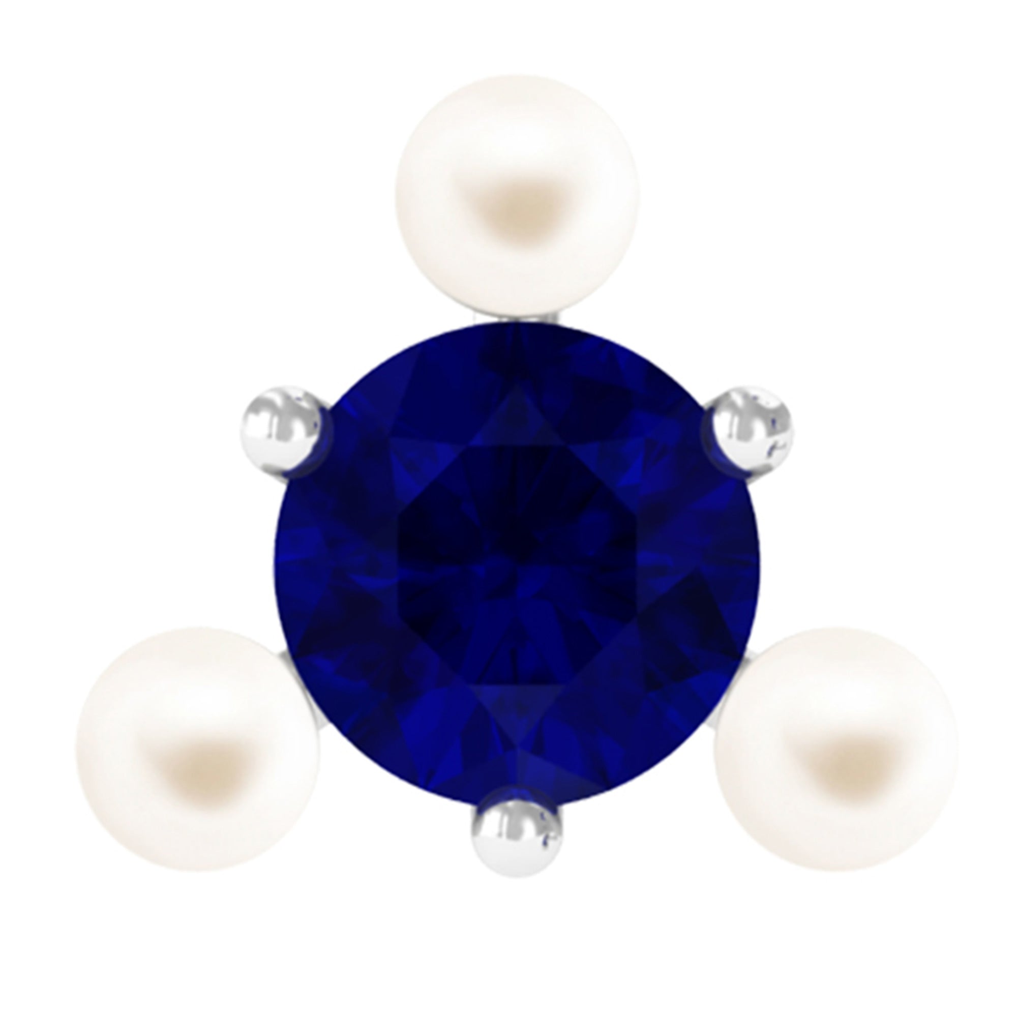 Blue Sapphire and Freshwater Pearl Cartilage Earring AAA - Rosec Jewels