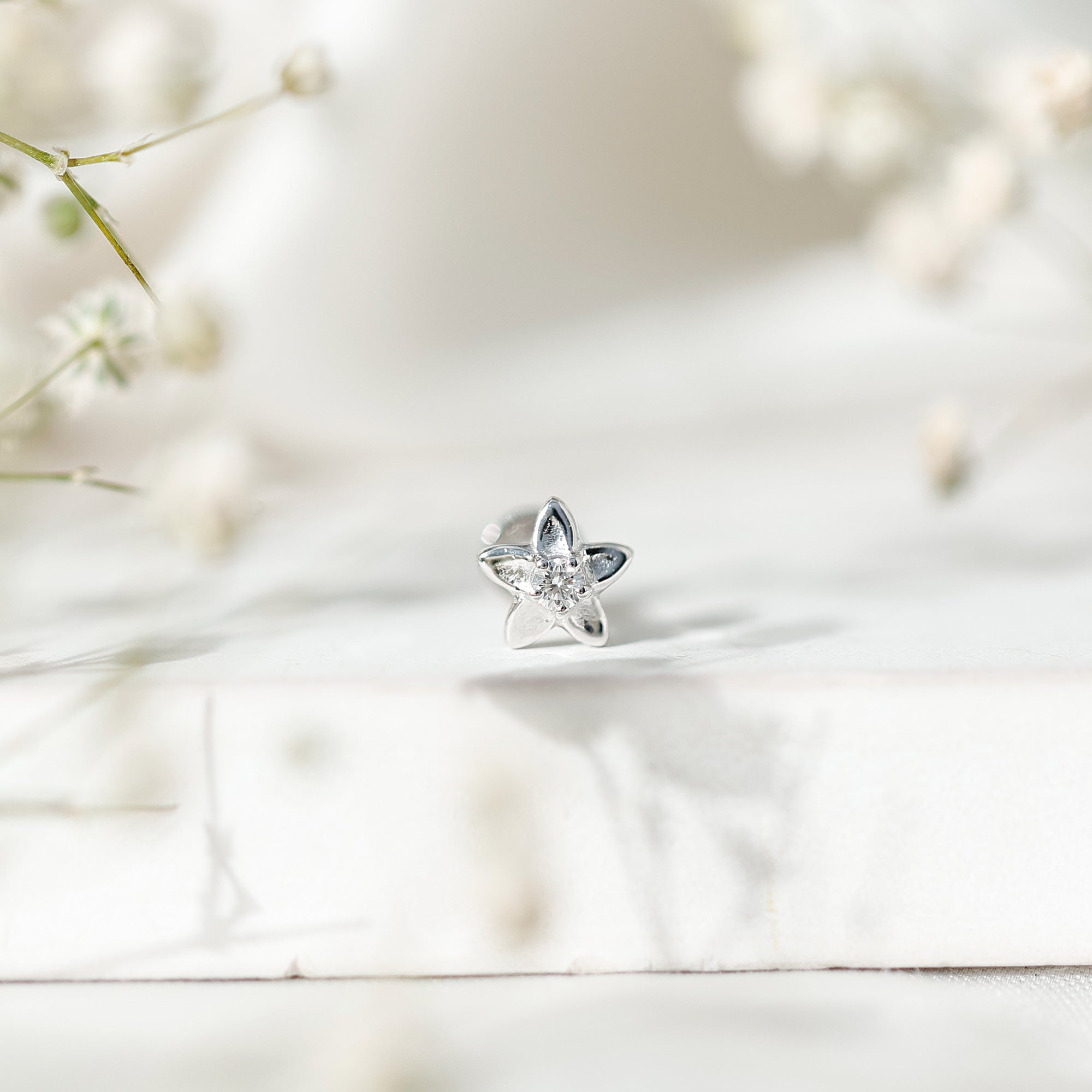 Nature Inspired Diamond Earring for Conch Piercing Lab - ( EF-VS ) - Rosec Jewels