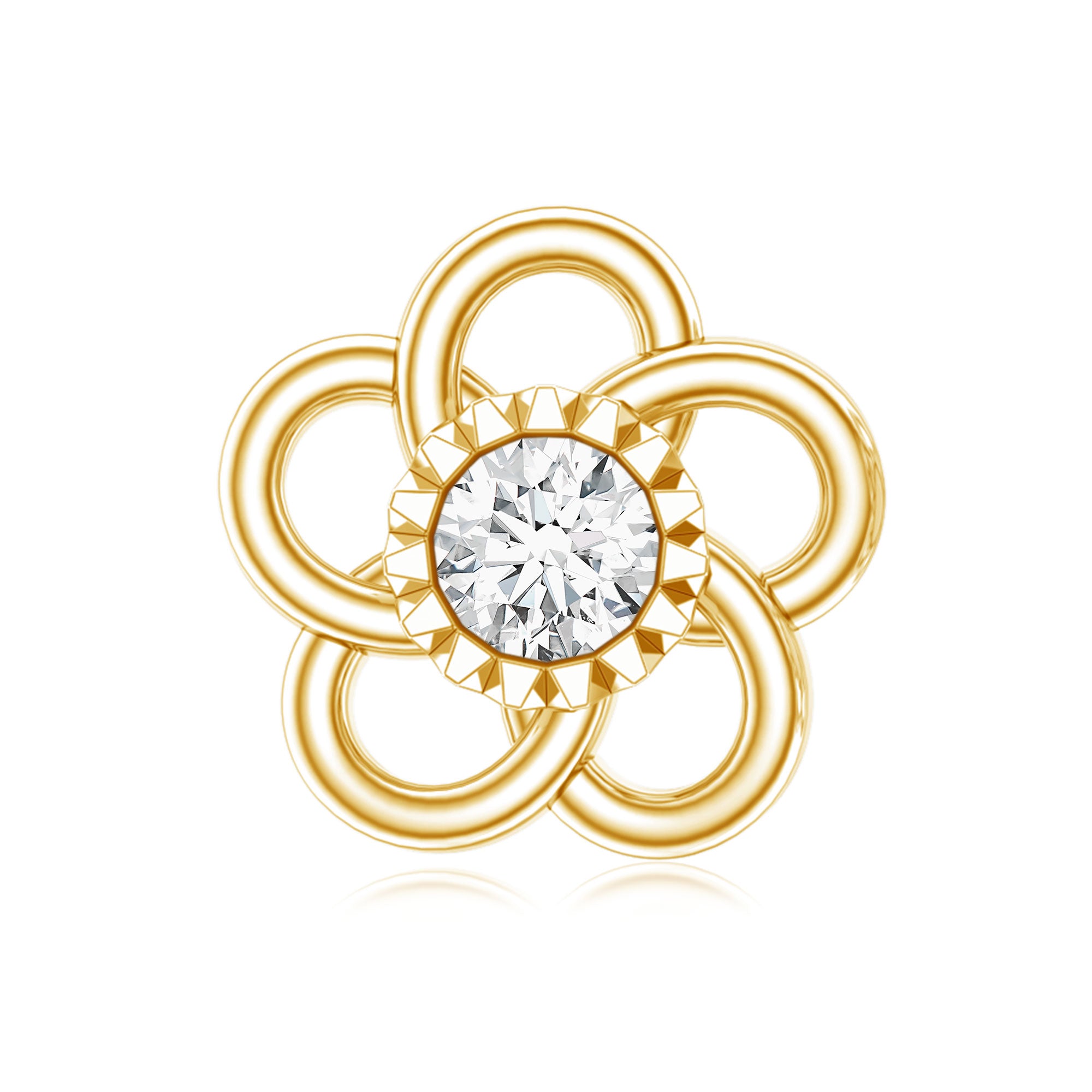 Diamond Flower Earring for Cartilage Piercing Lab - ( EF-VS ) - Rosec Jewels