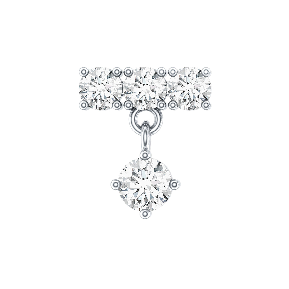 Womens Diamond Drop Earring for Helix Piercing Lab - ( EF-VS ) - Rosec Jewels