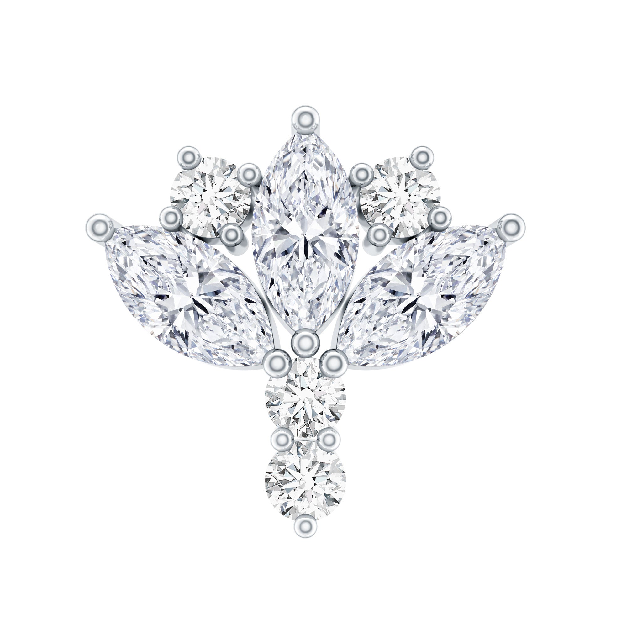 Diamond Lotus Cartilage Earring Lab - ( EF-VS ) - Rosec Jewels