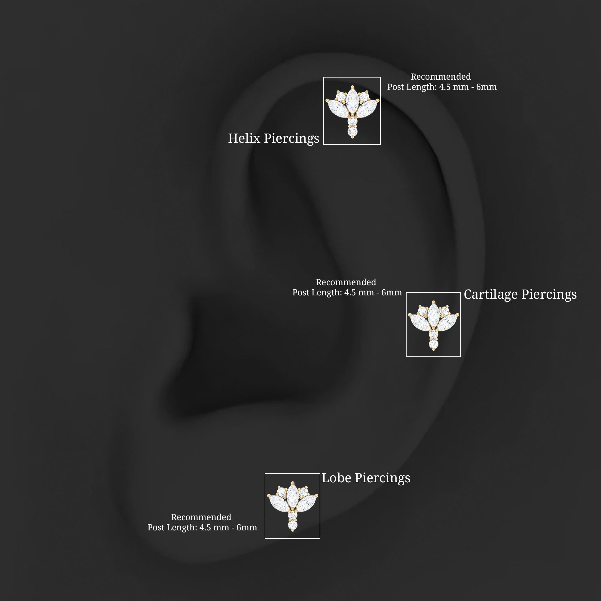 Diamond Lotus Cartilage Earring Lab - ( EF-VS ) - Rosec Jewels