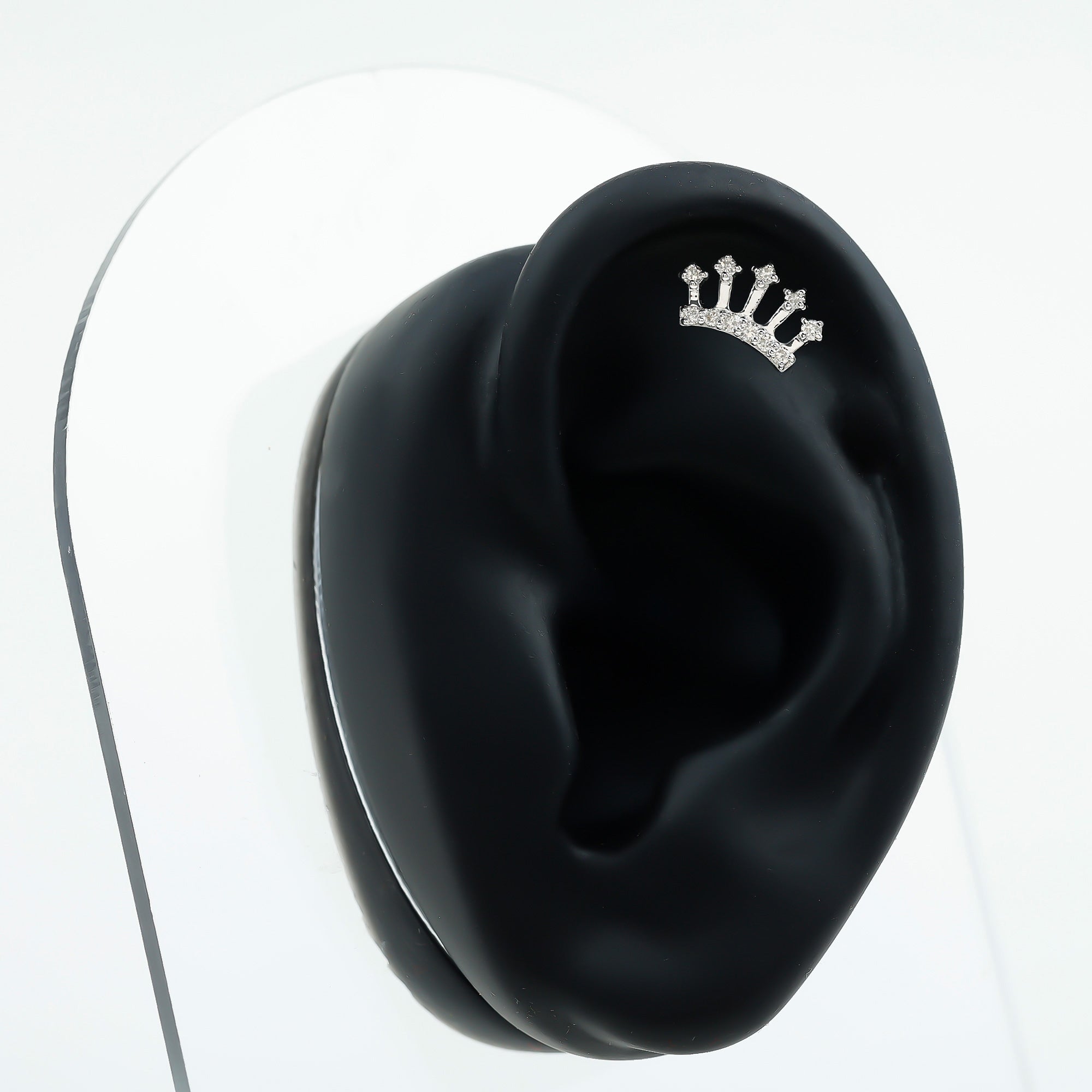 Certified Diamond Crown Earring for Helix Piercing Lab - ( EF-VS ) - Rosec Jewels