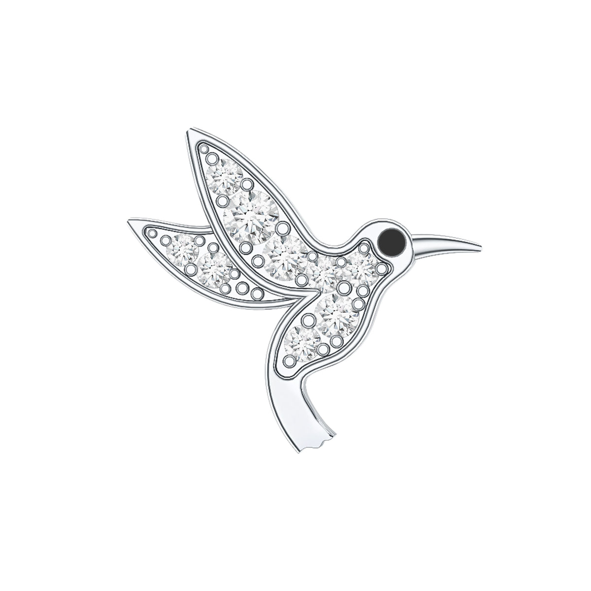 Diamond Hummingbird Earring for Helix Piercing Lab - ( EF-VS ) - Rosec Jewels