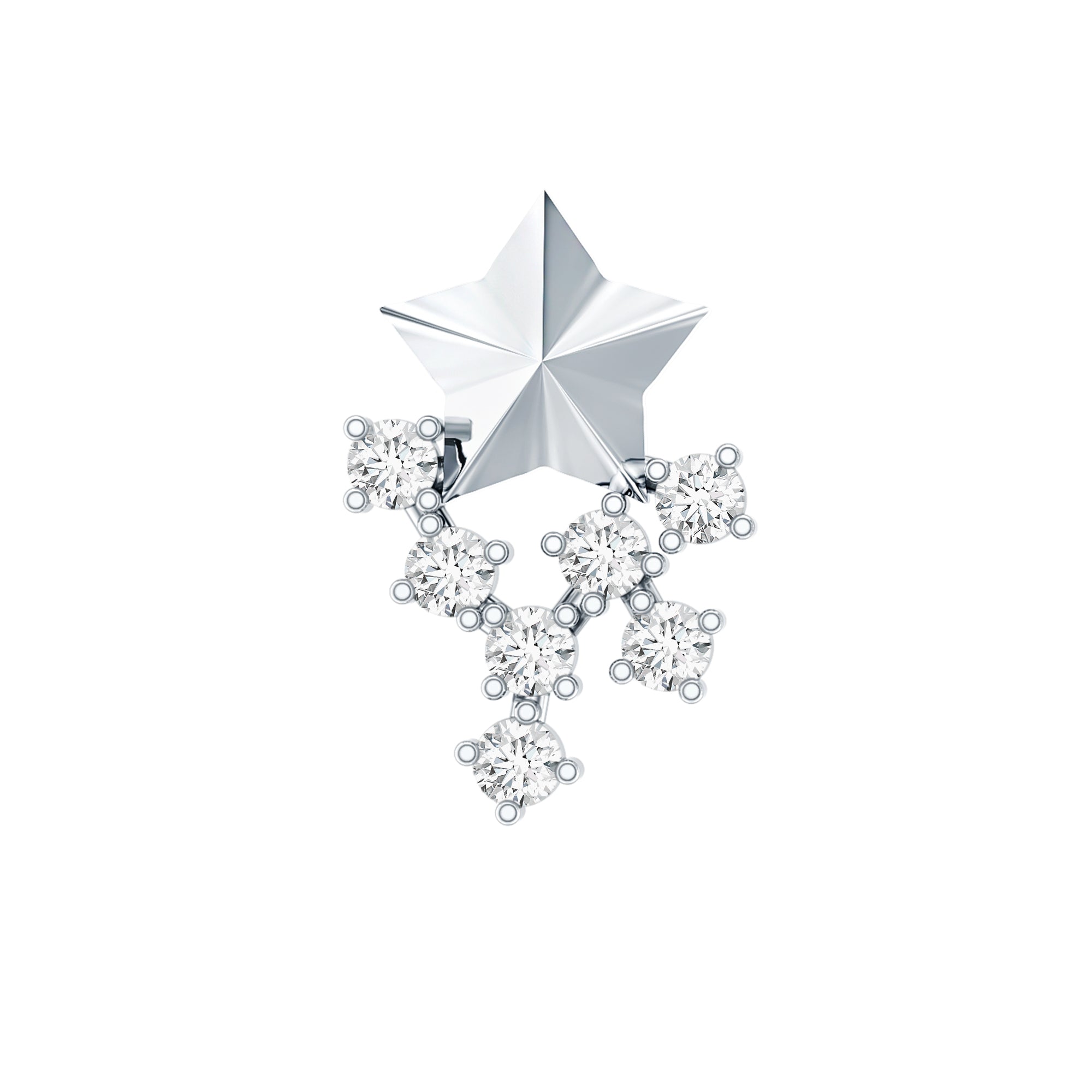 Diamond Star Celestial Earring for Tragus Piercing Lab - ( EF-VS ) - Rosec Jewels