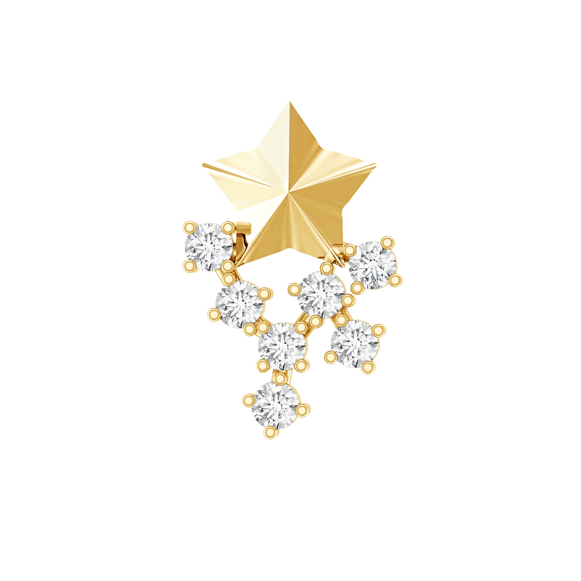 Diamond Star Celestial Earring for Tragus Piercing Lab - ( EF-VS ) - Rosec Jewels