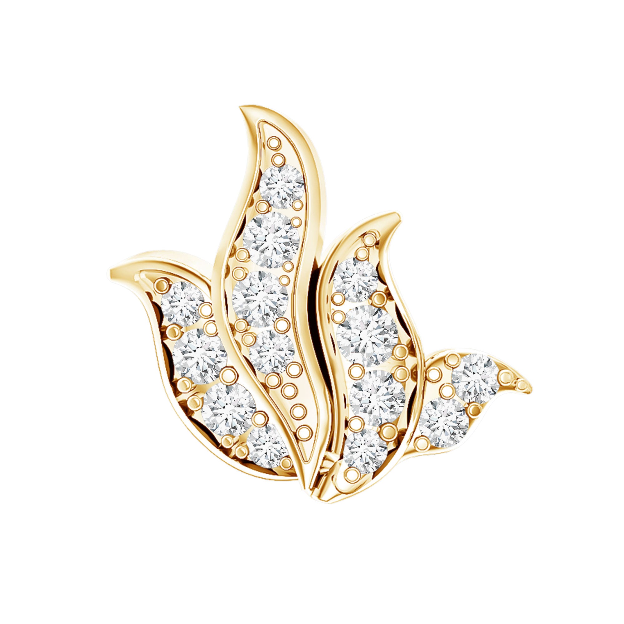 Diamond Leaf Helix Earring for Women Lab - ( EF-VS ) - Rosec Jewels