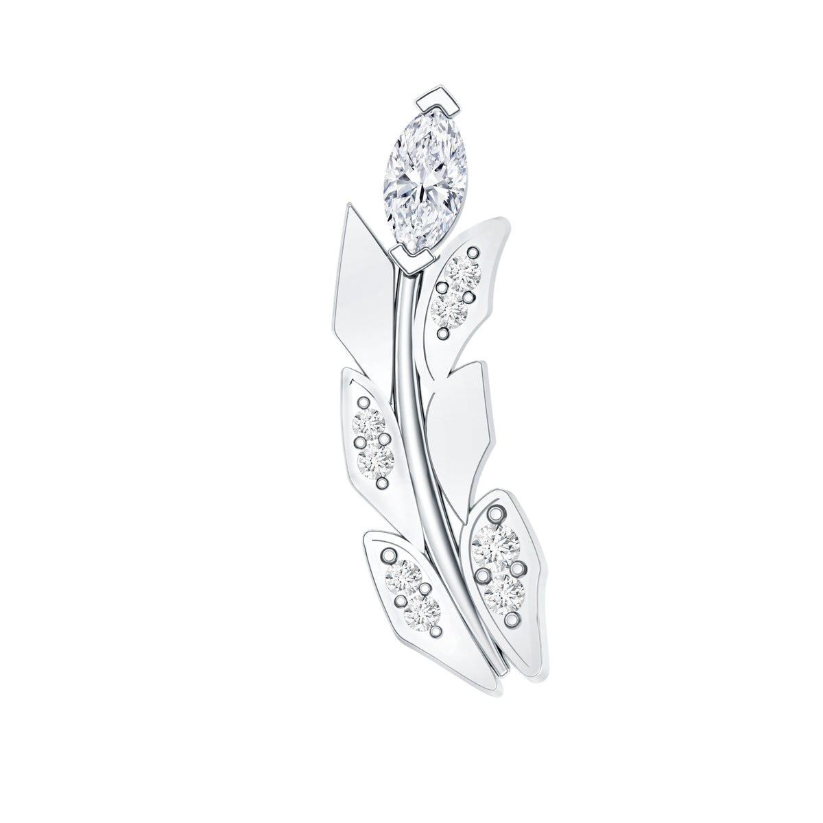 Diamond Leaf Crawler Earring for Helix Piercing Lab - ( EF-VS ) - Rosec Jewels
