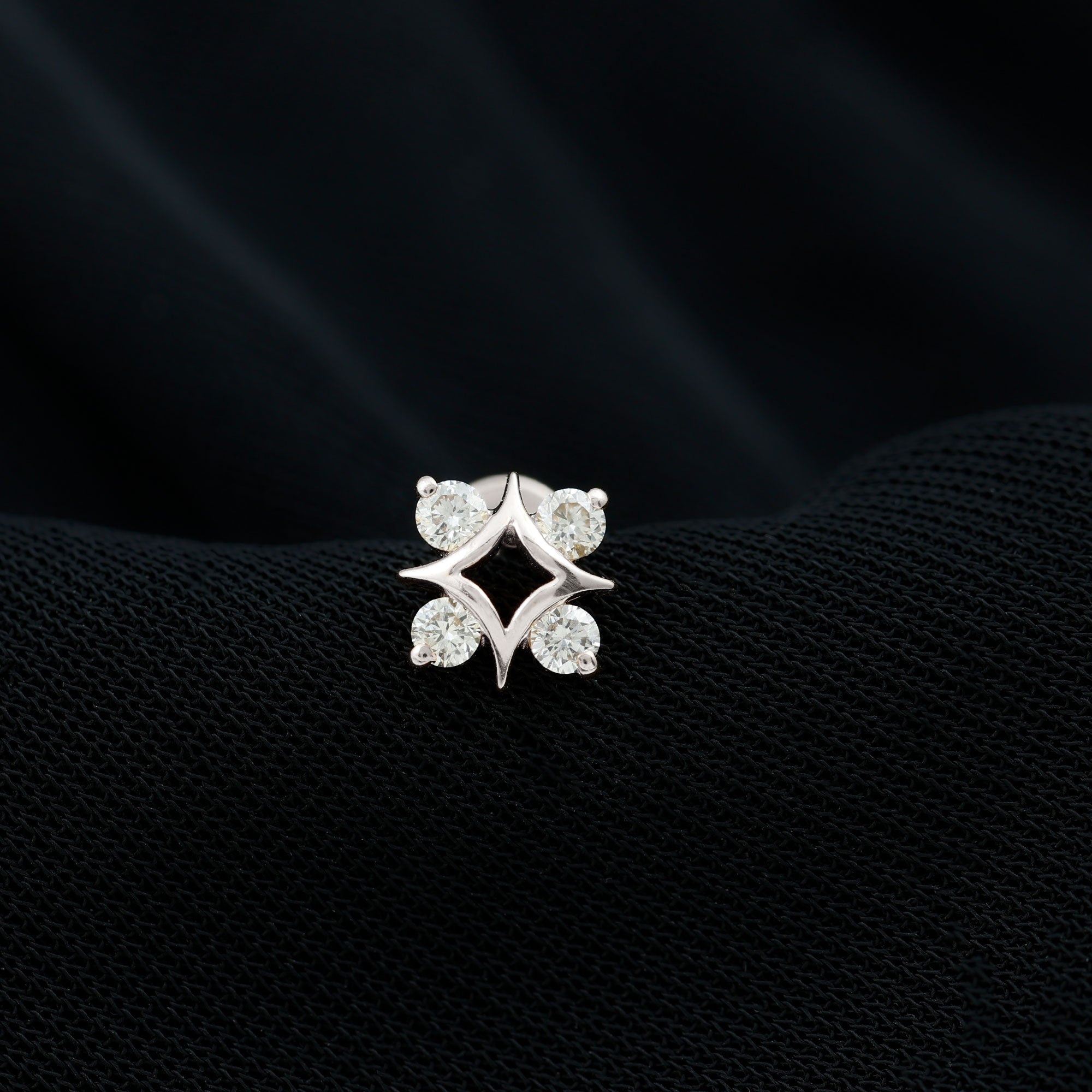 Round Moissanite Star Earring for Helix Piercing D-VS1 - Rosec Jewels