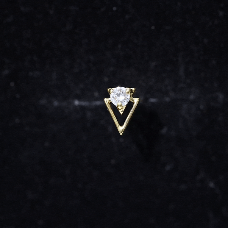 Certified Moissanite Triangle Tragus Earring D-VS1 - Rosec Jewels