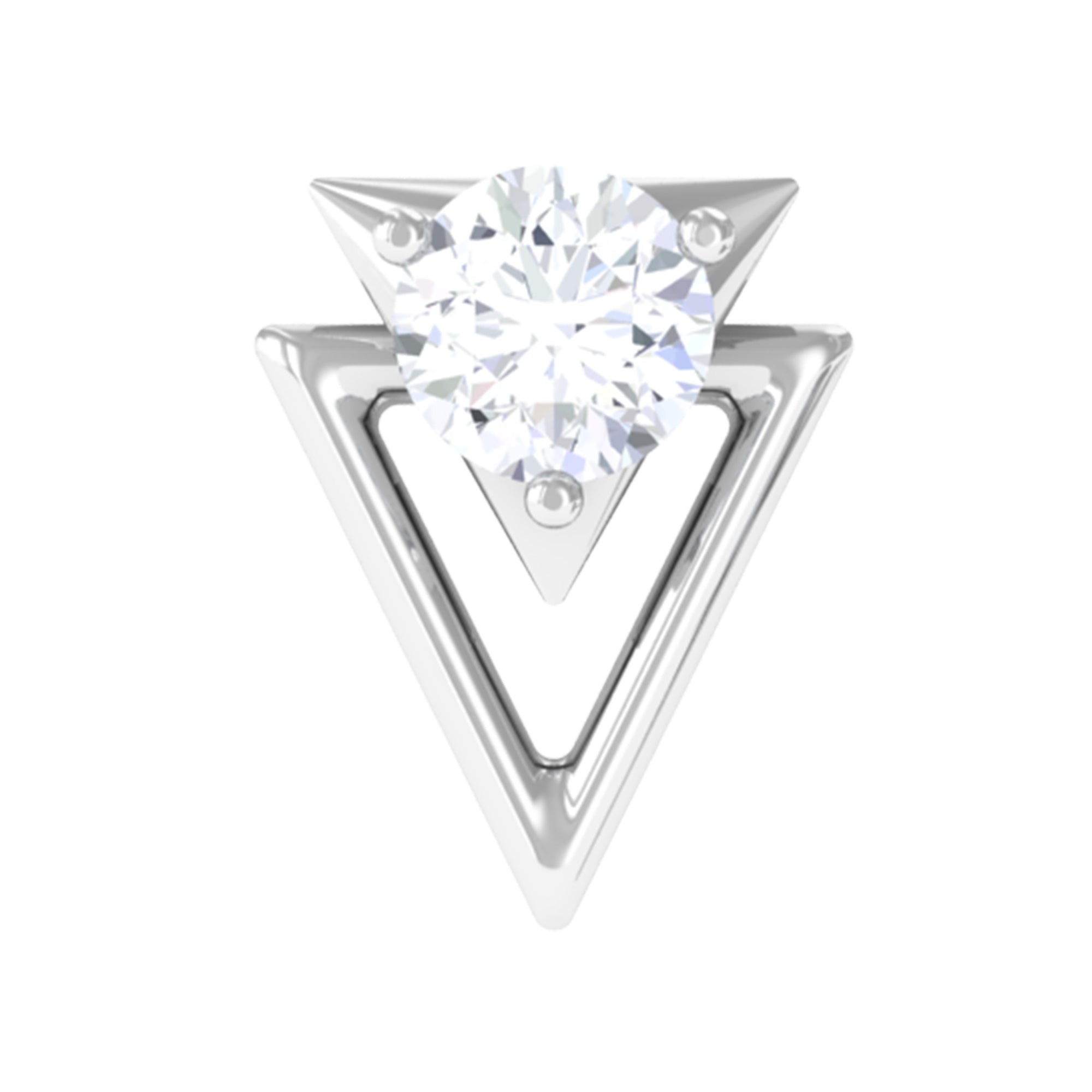 Certified Moissanite Triangle Tragus Earring D-VS1 - Rosec Jewels