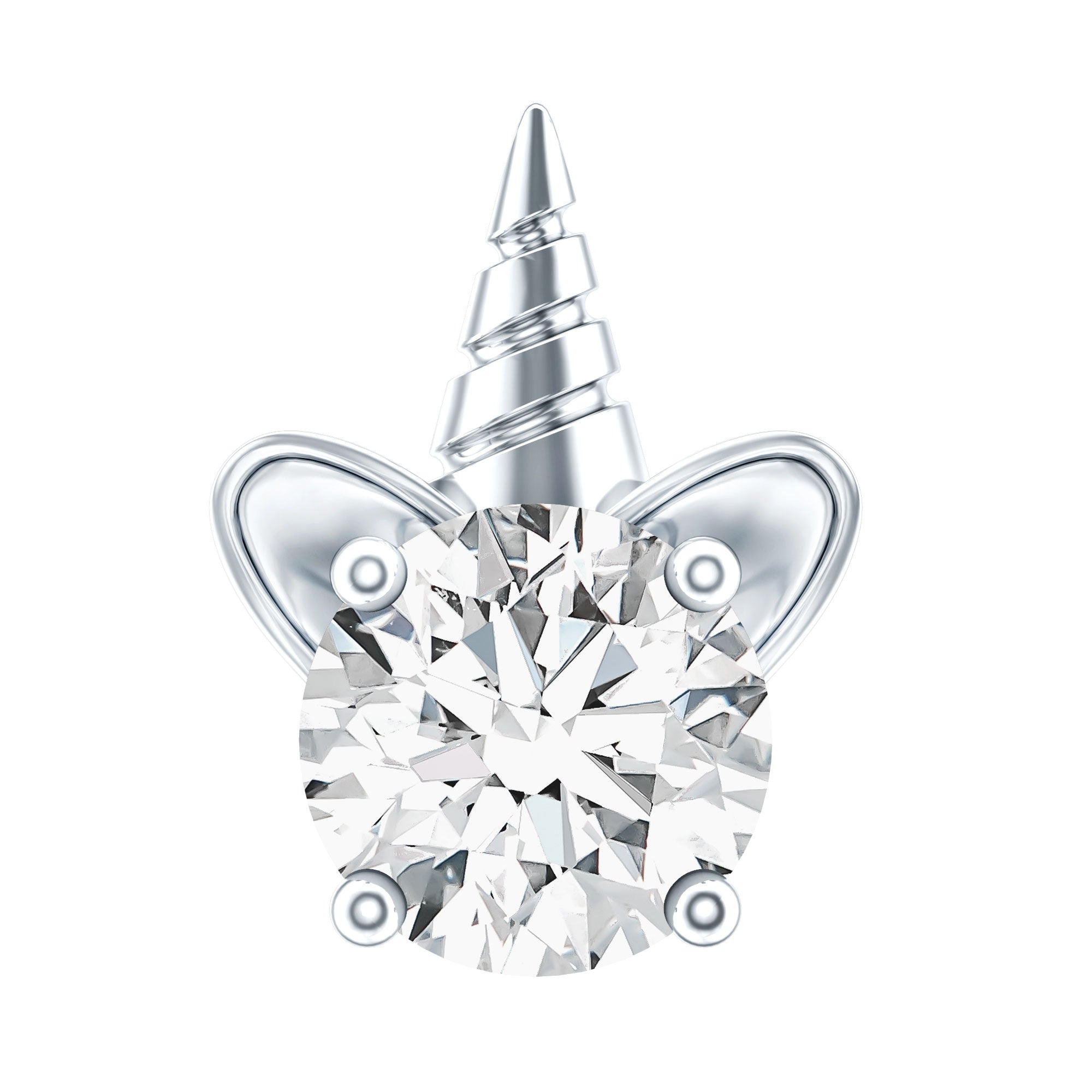 Cute Moissanite Unicorn Helix Earring for Women D-VS1 - Rosec Jewels