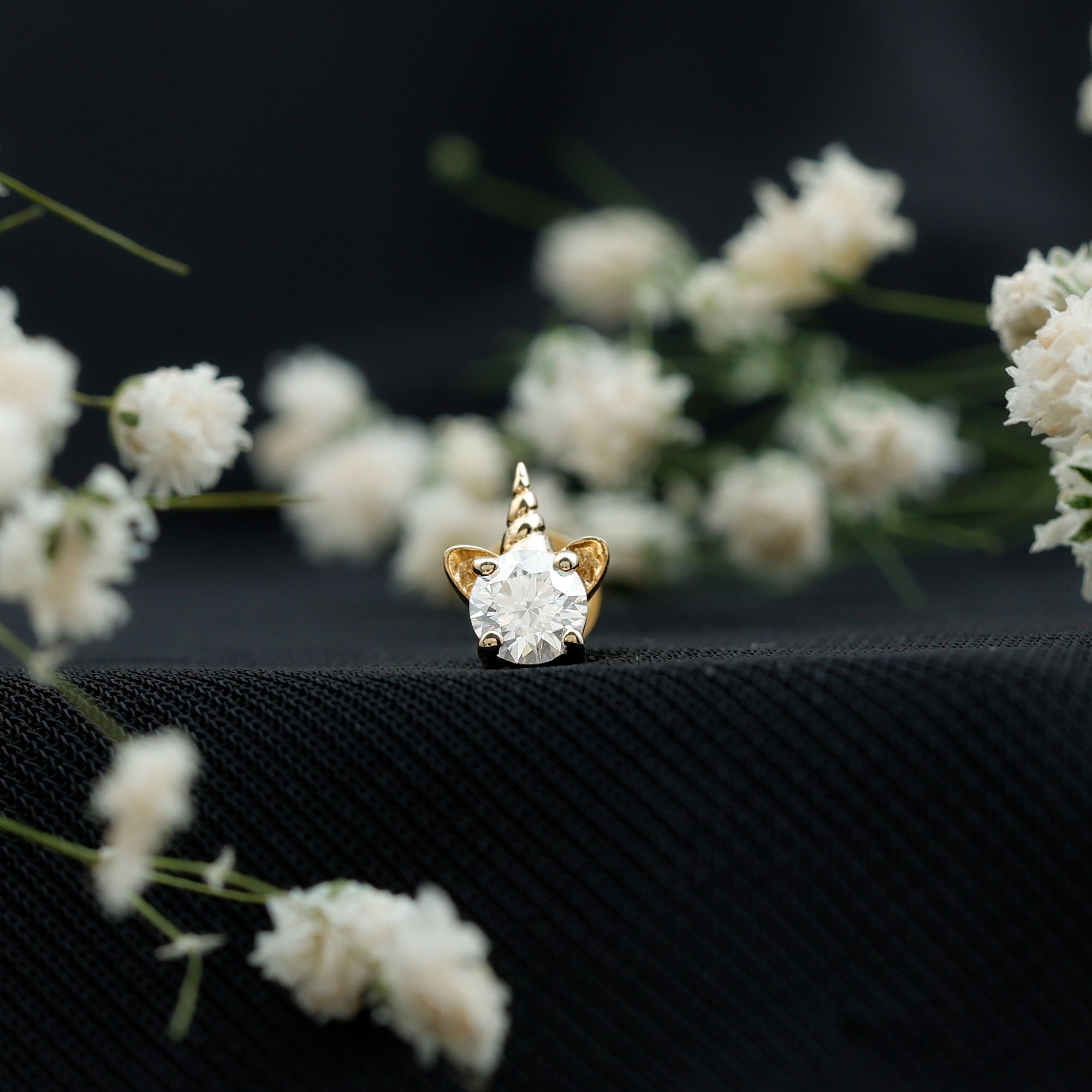 Cute Moissanite Unicorn Helix Earring for Women D-VS1 - Rosec Jewels