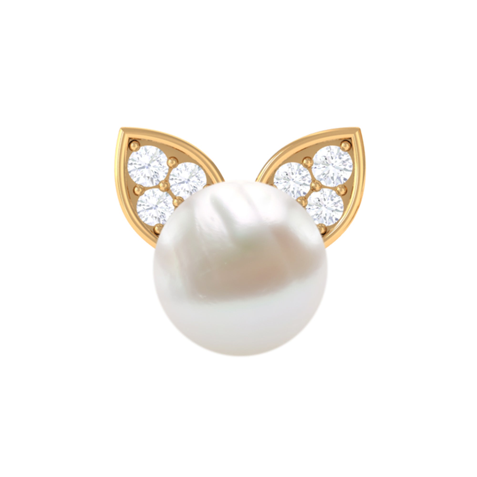 Rosec Jewels-Cute Freshwater Pearl and Moissanite Cat Cartilage Earring