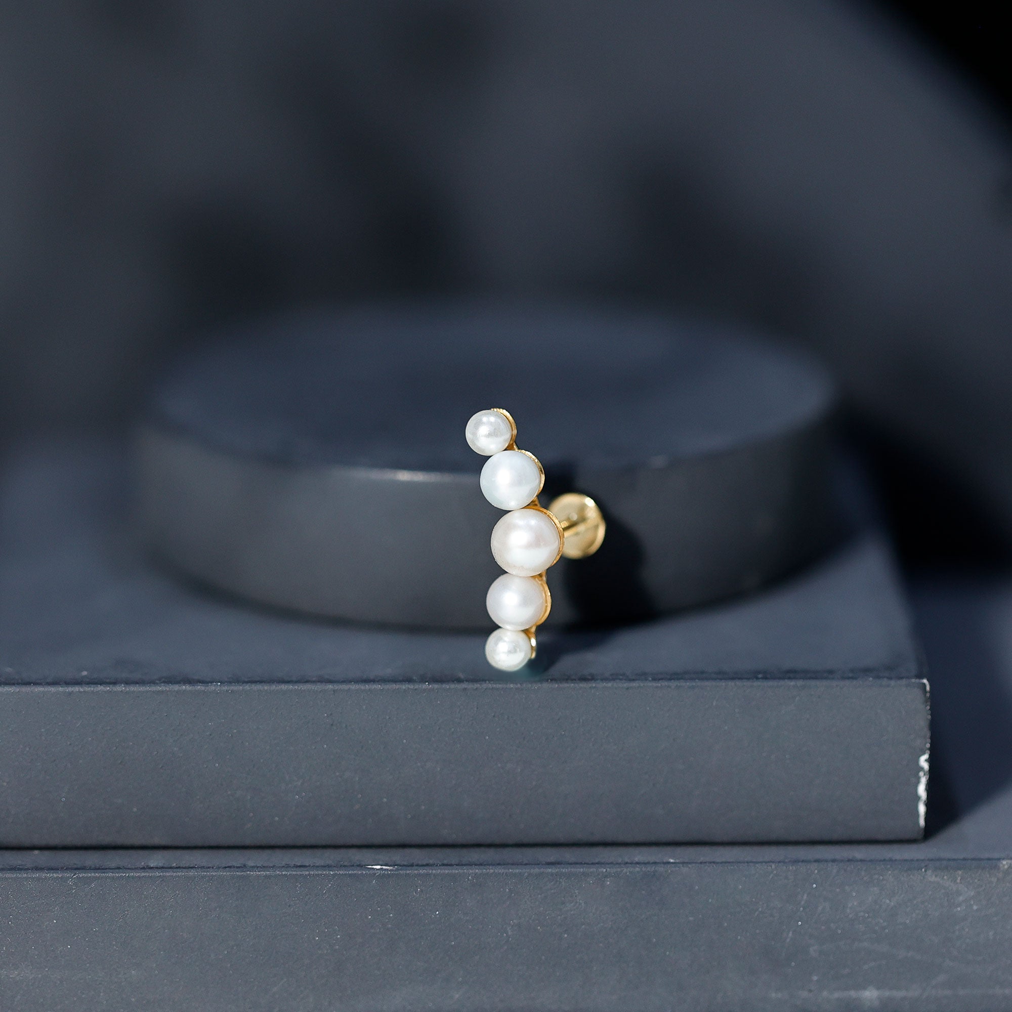 Round Freshwater Pearl Crawler Earring for Women AAA - Rosec Jewels