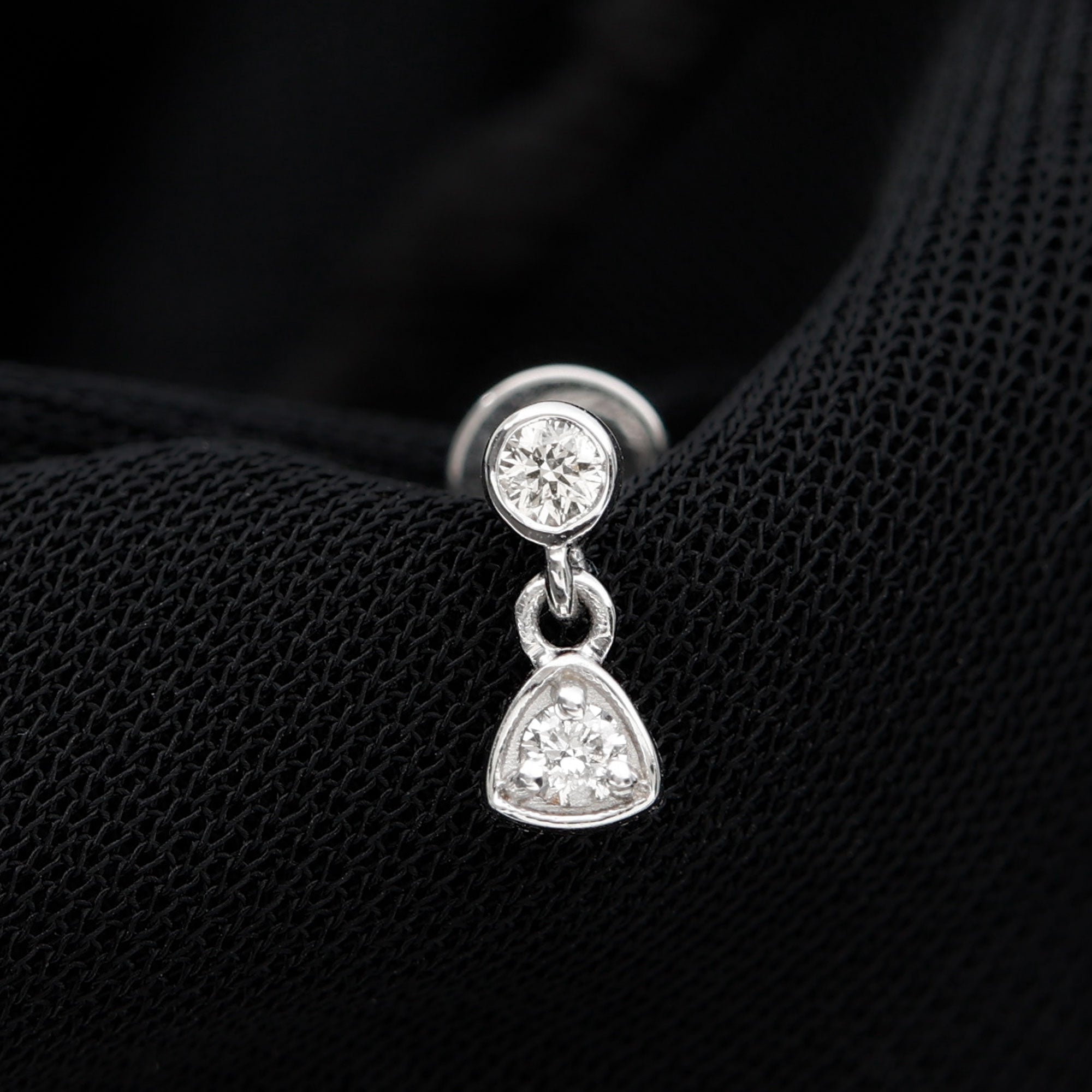 Genuine Diamond Drop Earring for Helix Piercing Natural - ( HI-SI ) - Rosec Jewels