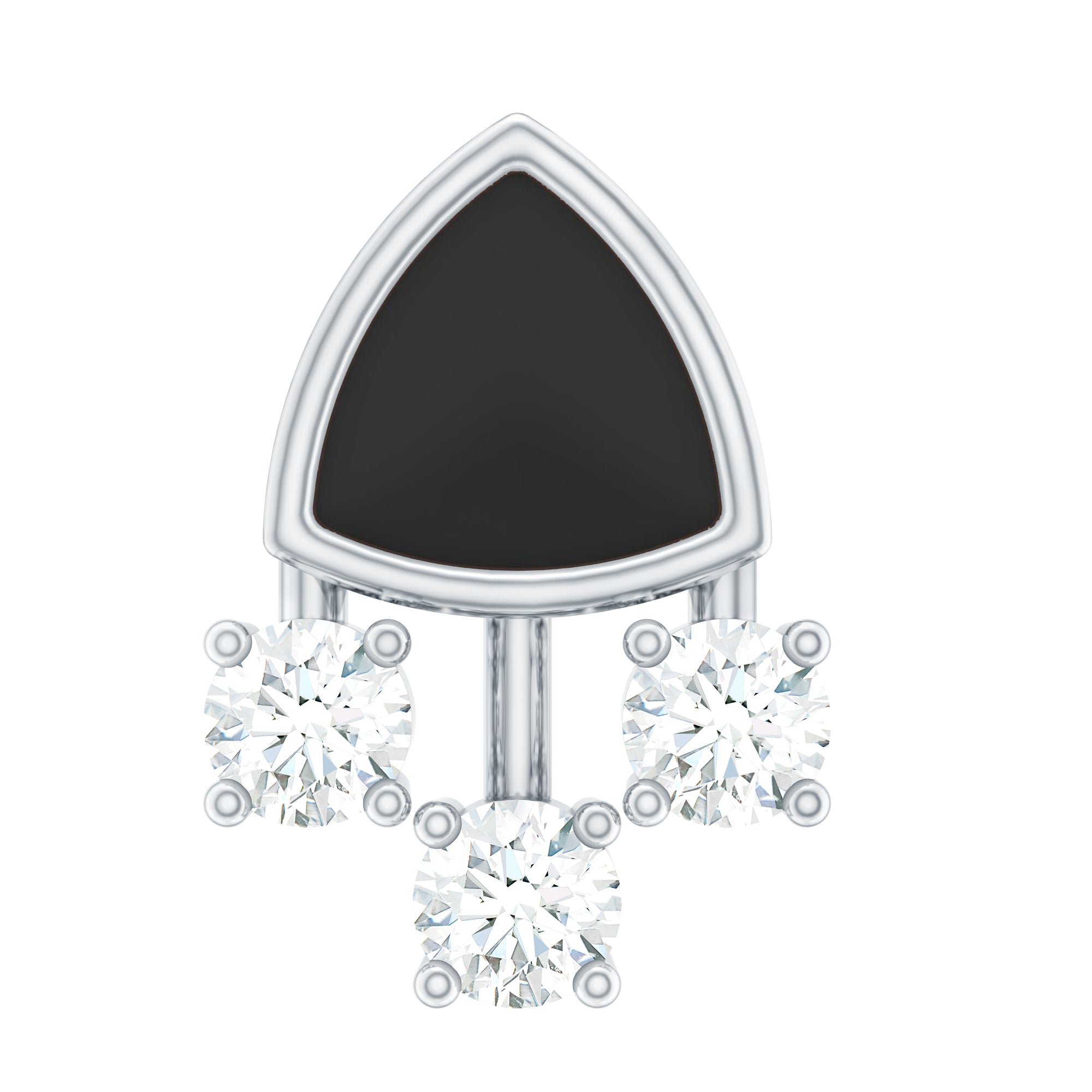 Genuine Diamond and Black Enamel Unique Tragus Earring Natural - ( HI-SI ) - Rosec Jewels