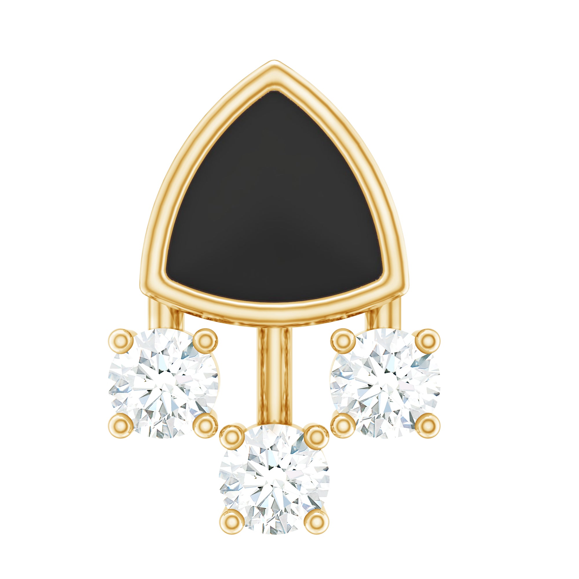 Genuine Diamond and Black Enamel Unique Tragus Earring Natural - ( HI-SI ) - Rosec Jewels