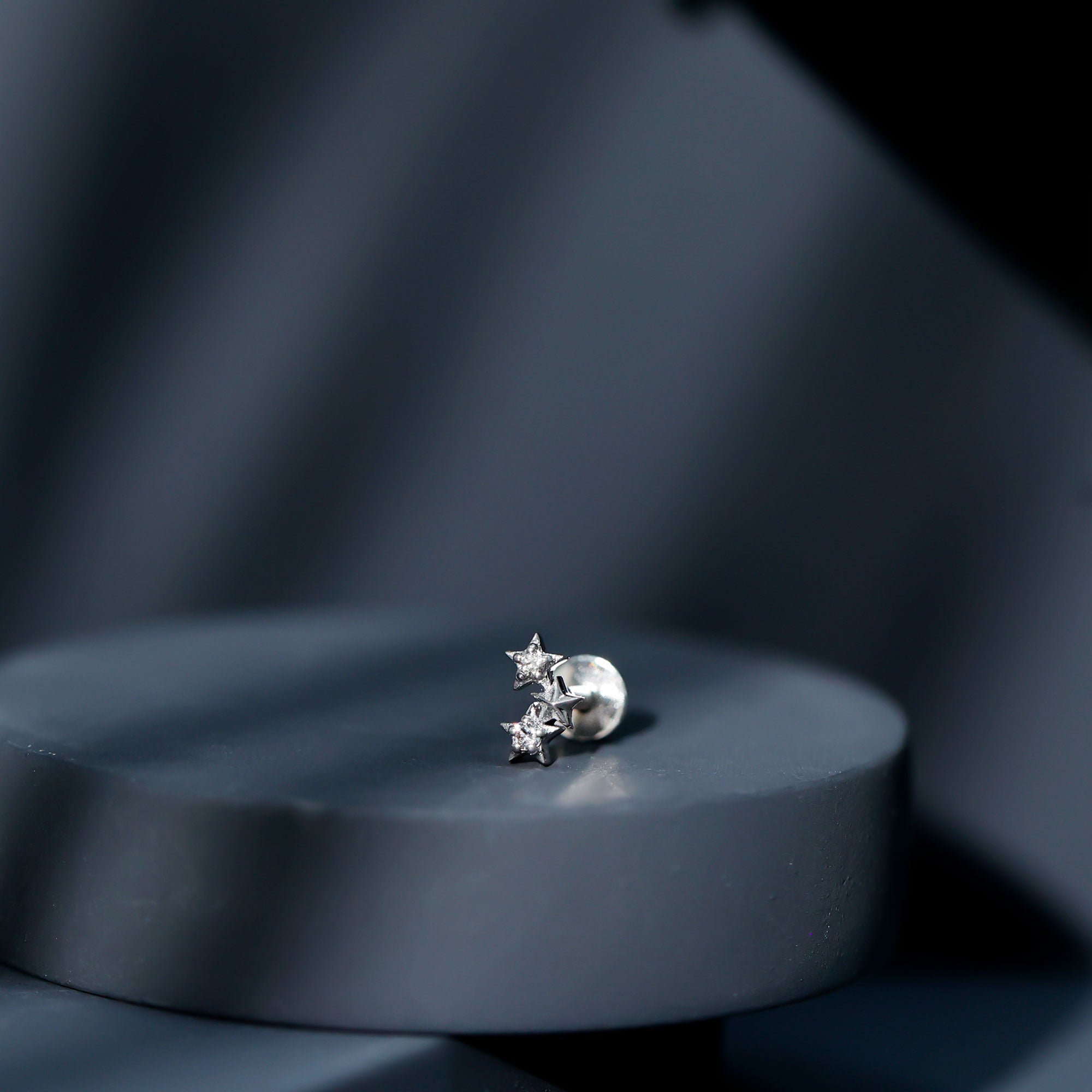 Genuine Round Diamond Three Star Cartilage Earring Natural - ( HI-SI ) - Rosec Jewels