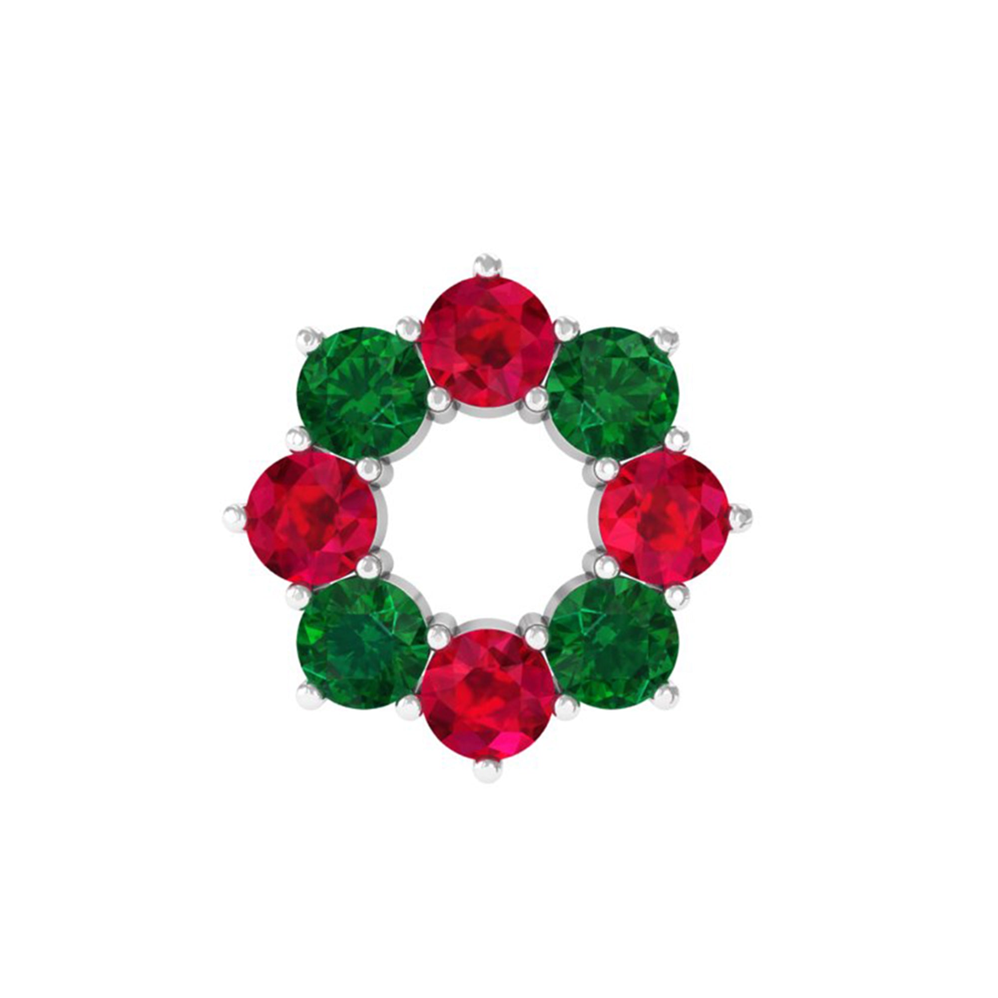 Created Ruby and Created Emerald Christmas Earring