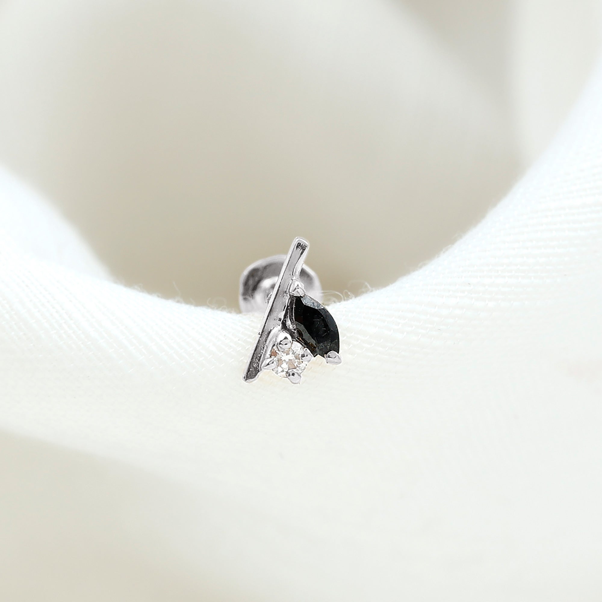 Contemporary Lab Grown Black and White Diamond Helix Earring AAAA ( Synthetic ) - Rosec Jewels