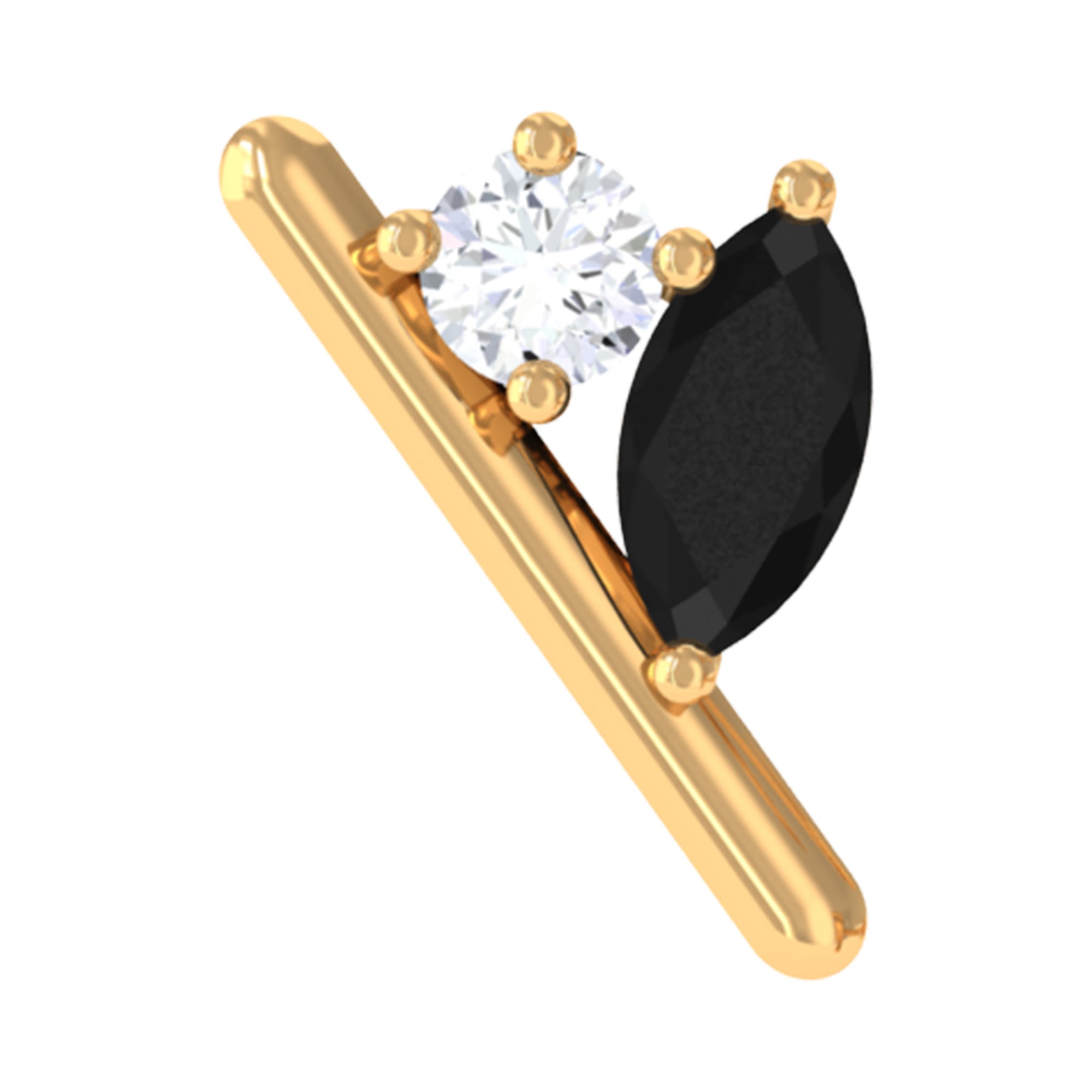 Contemporary Lab Grown Black and White Diamond Helix Earring AAAA ( Synthetic ) - Rosec Jewels