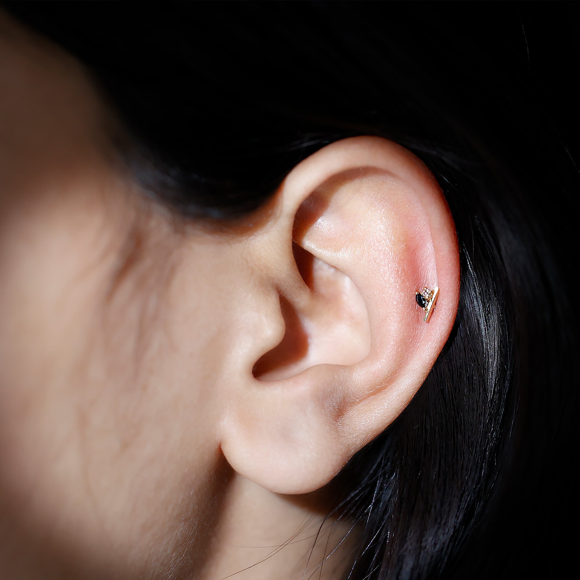 Contemporary Lab Grown Black and White Diamond Helix Earring AAAA ( Synthetic ) - Rosec Jewels