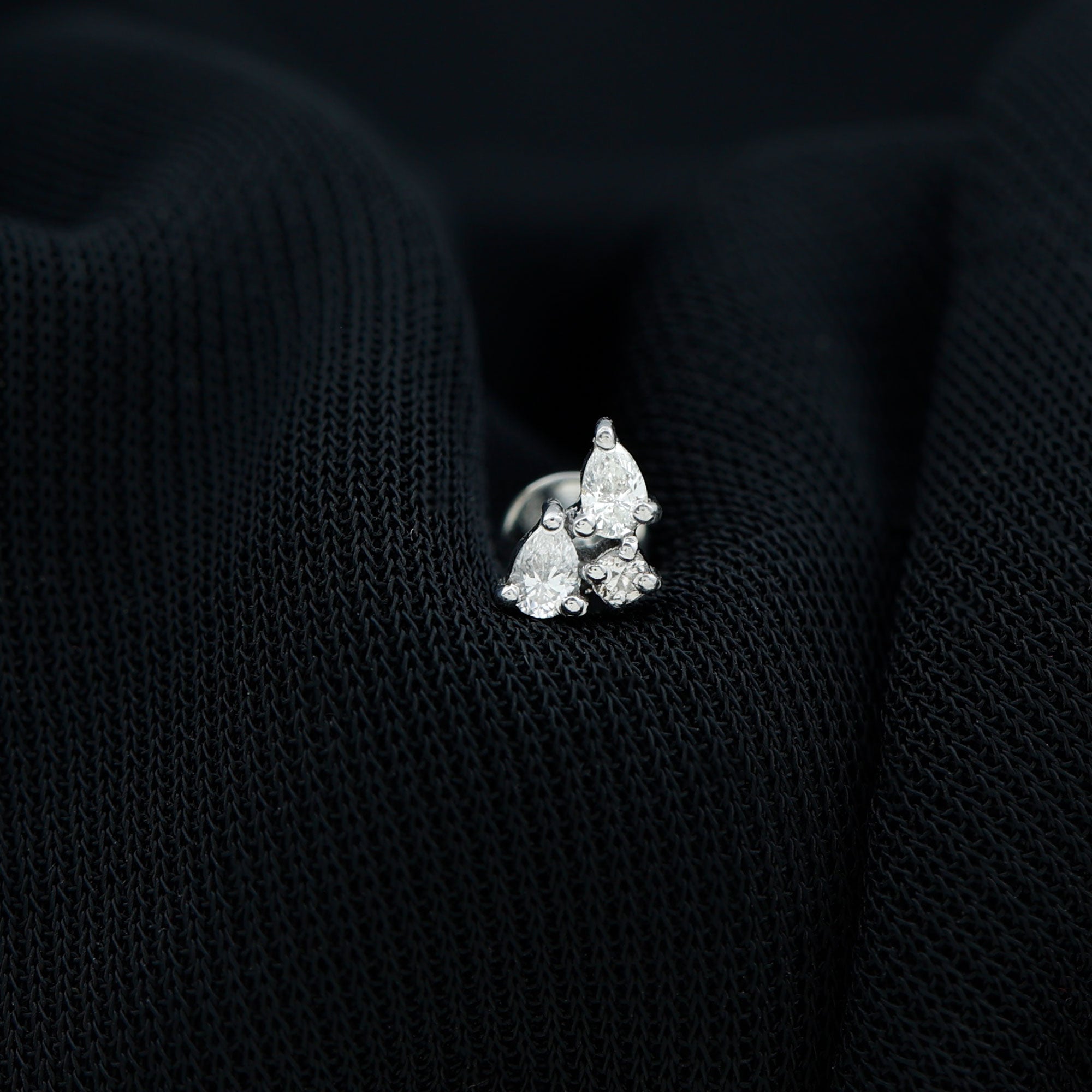 Pear and Round Cut Moissanite Cluster Helix Earring D-VS1 - Rosec Jewels