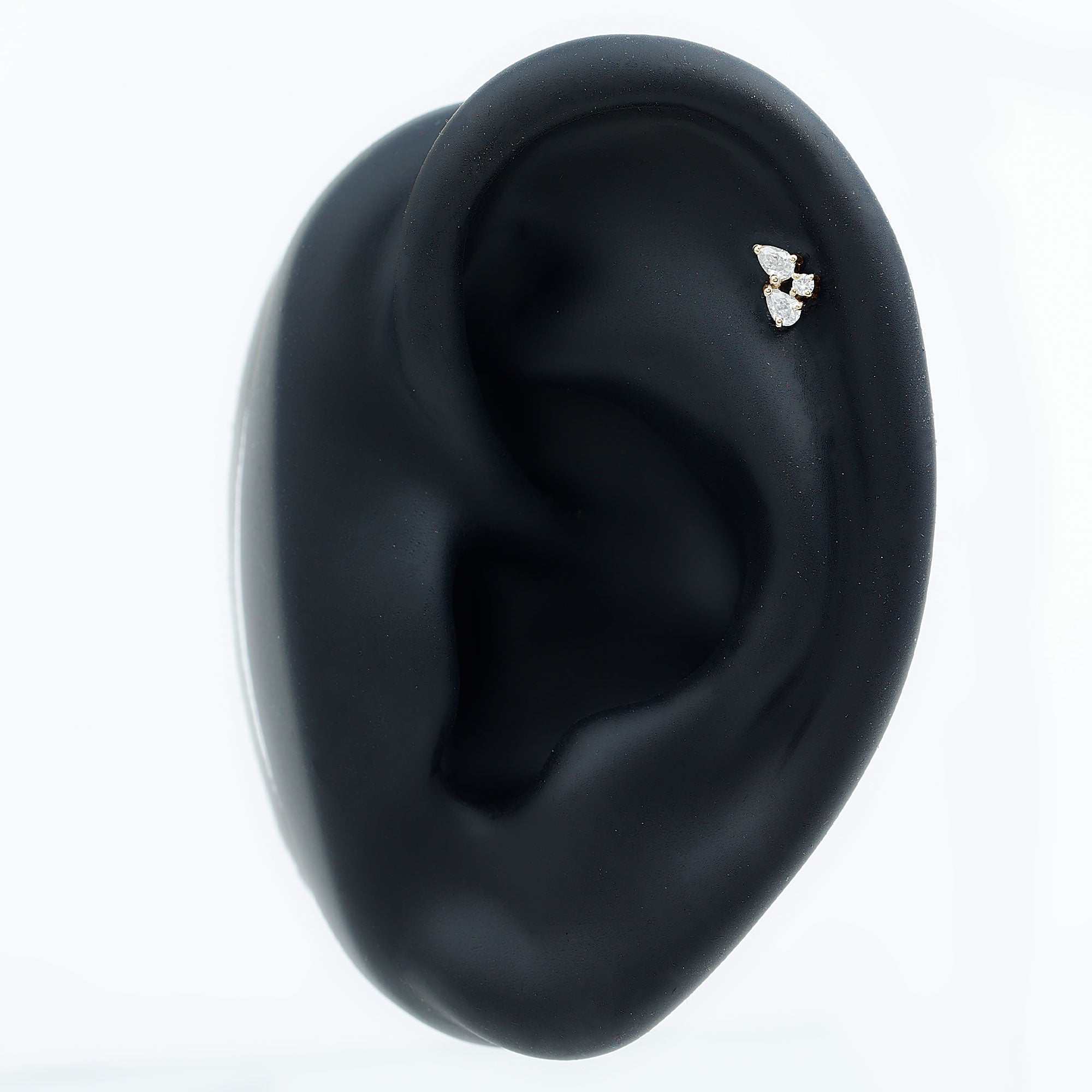 Pear and Round Cut Moissanite Cluster Helix Earring D-VS1 - Rosec Jewels